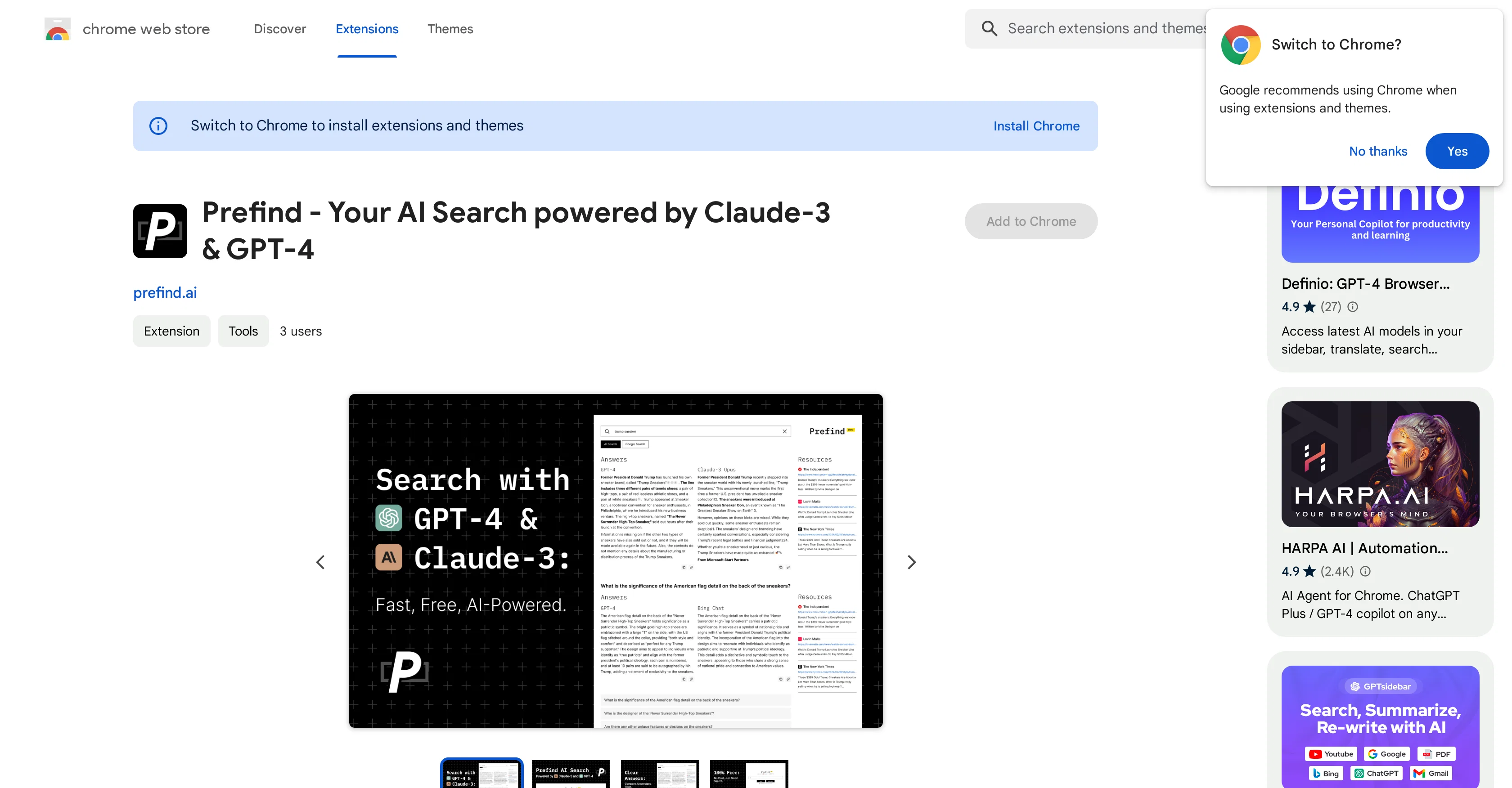 Prefind screenshot