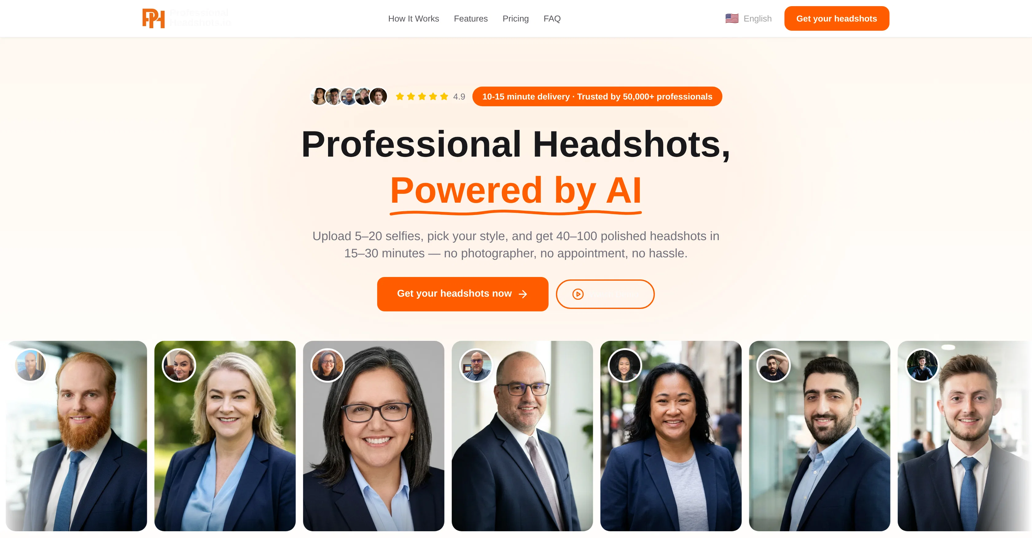 Professional Headshot.io screenshot