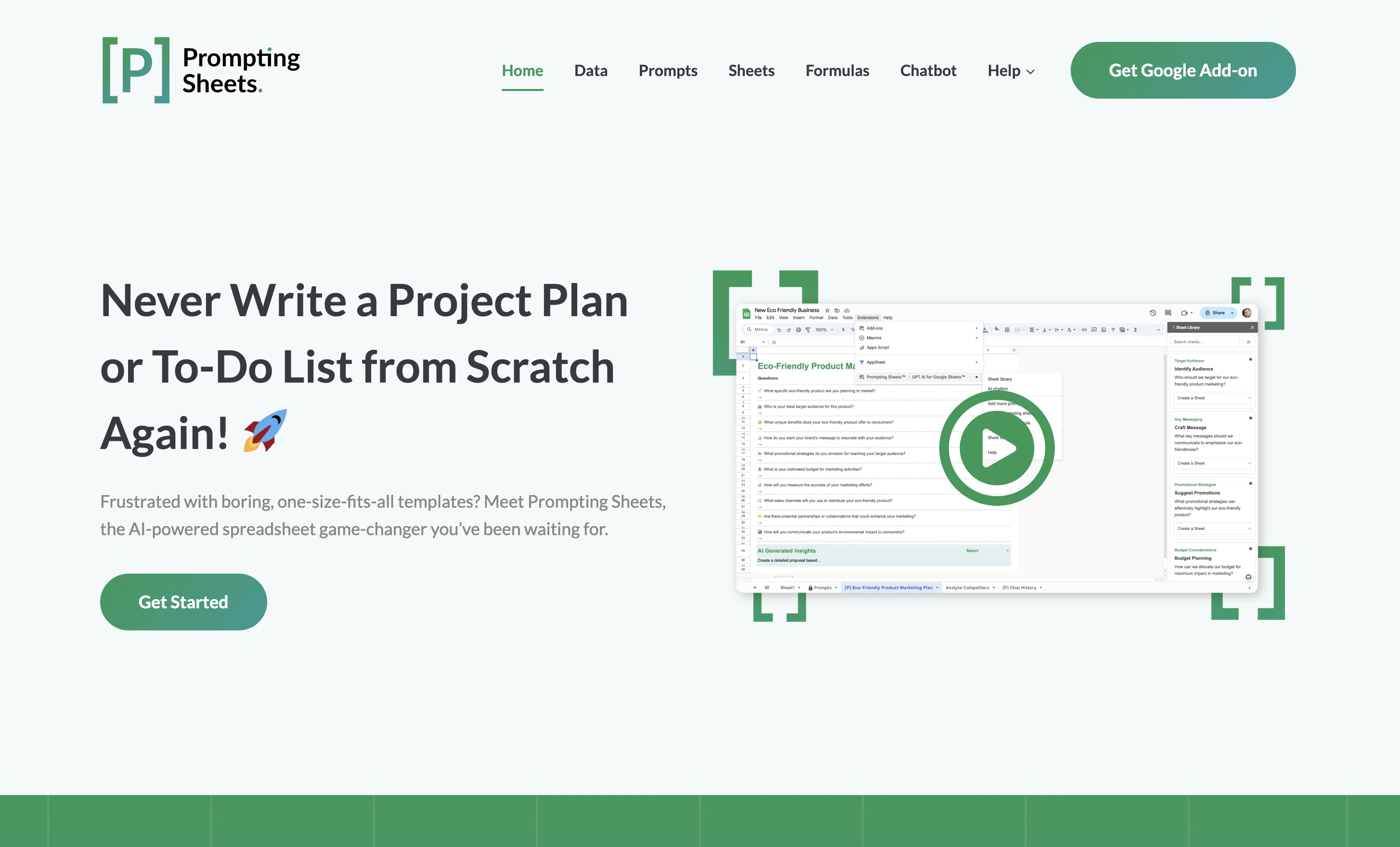 Prompting Sheets screenshot