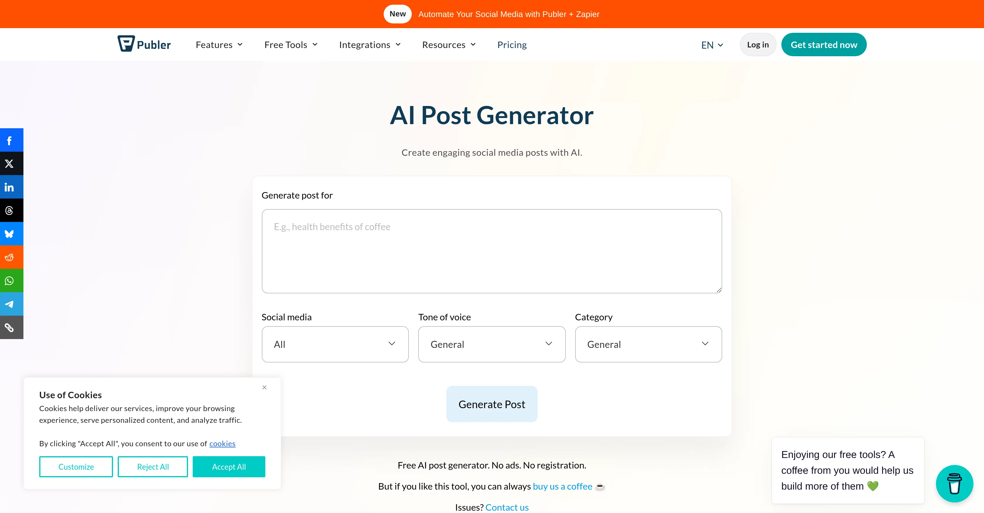 Publer Post Generator screenshot