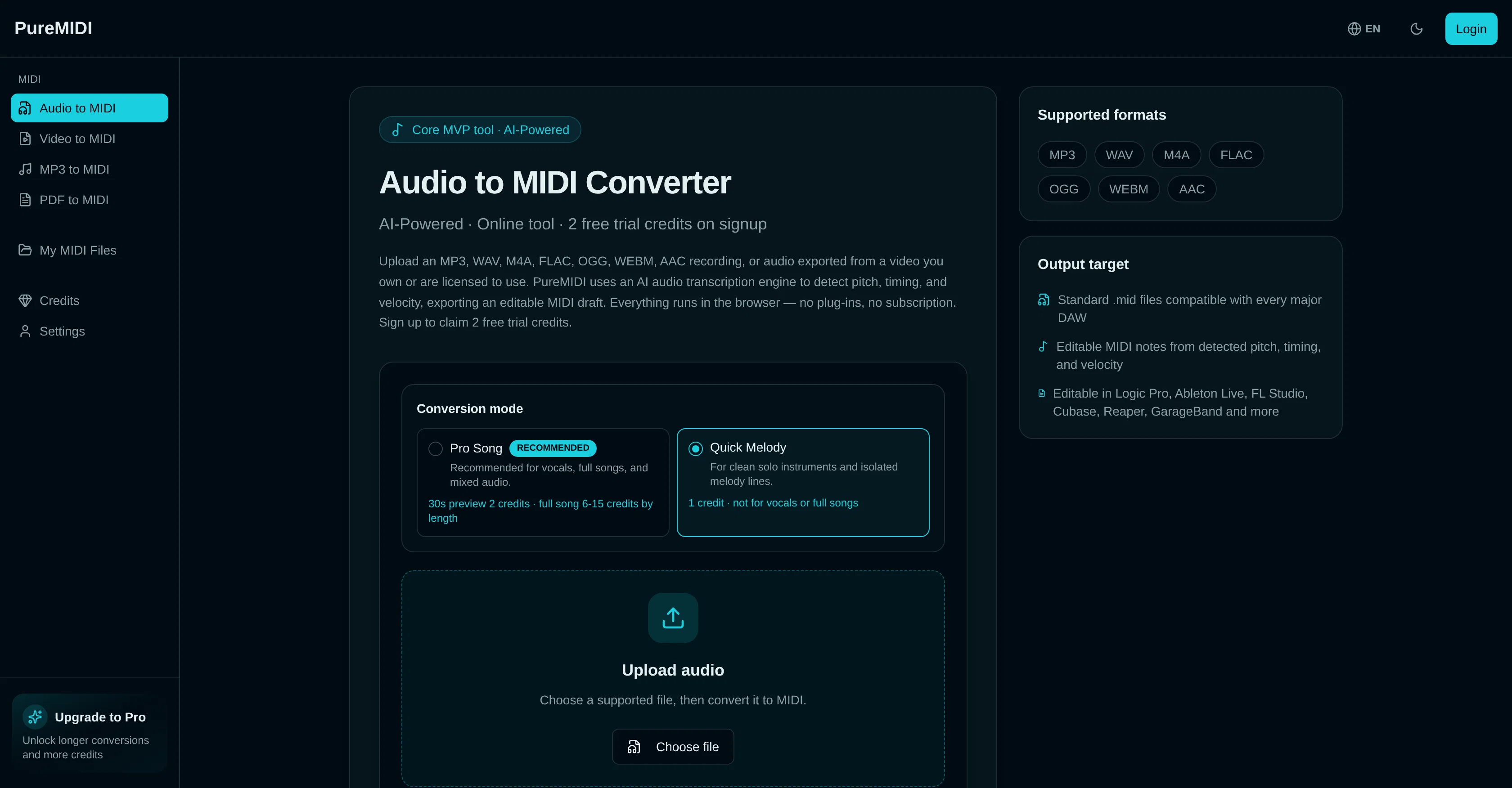 PureMIDI | Audio to MIDI screenshot