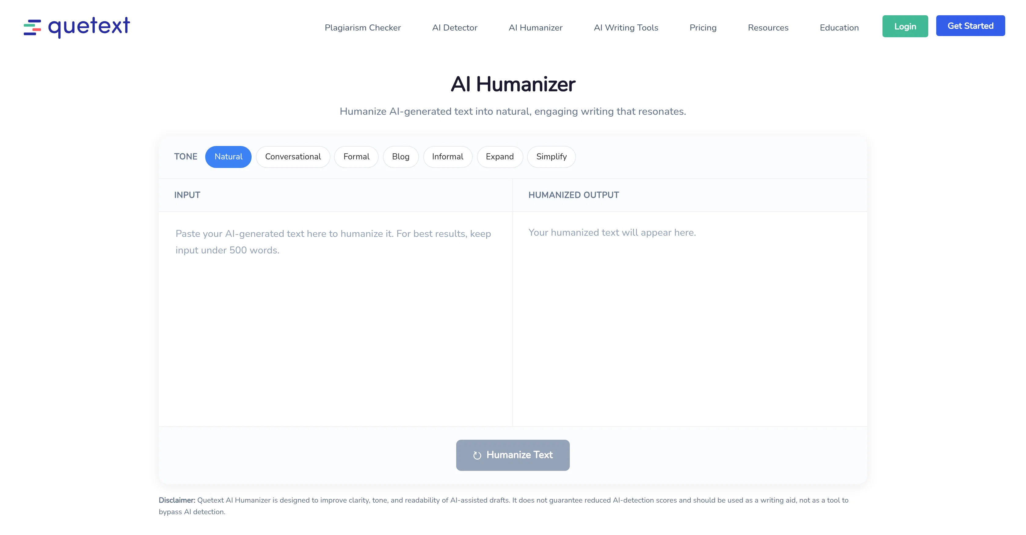 Quetext AI Humanizer screenshot