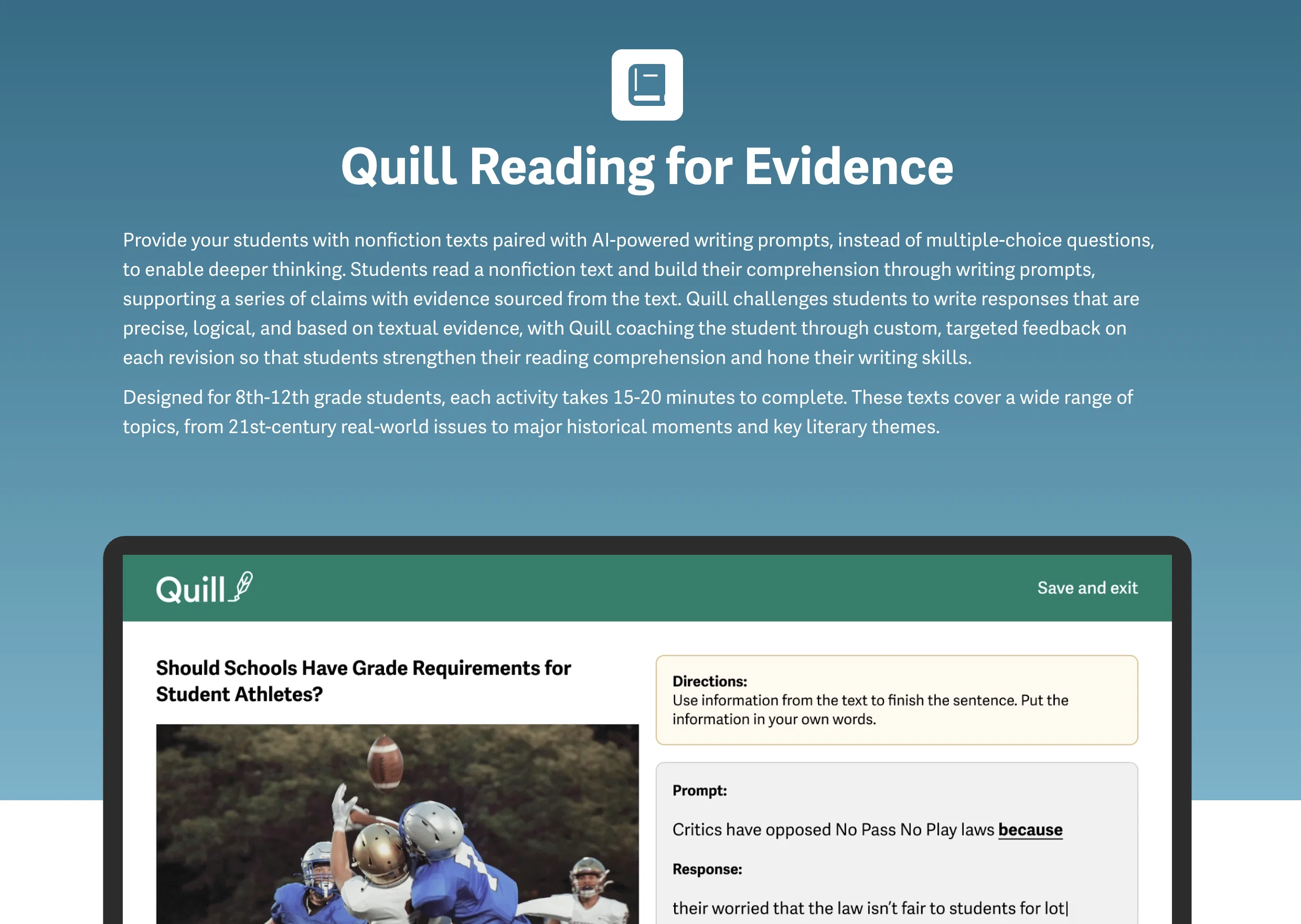Quill Reading for Evidence screenshot