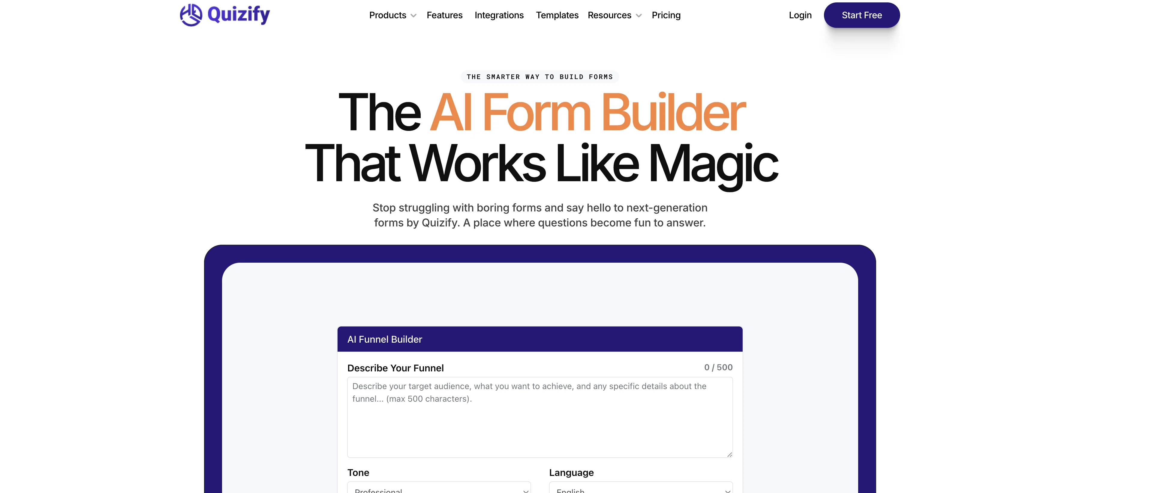 Quizify AI Form Builder screenshot