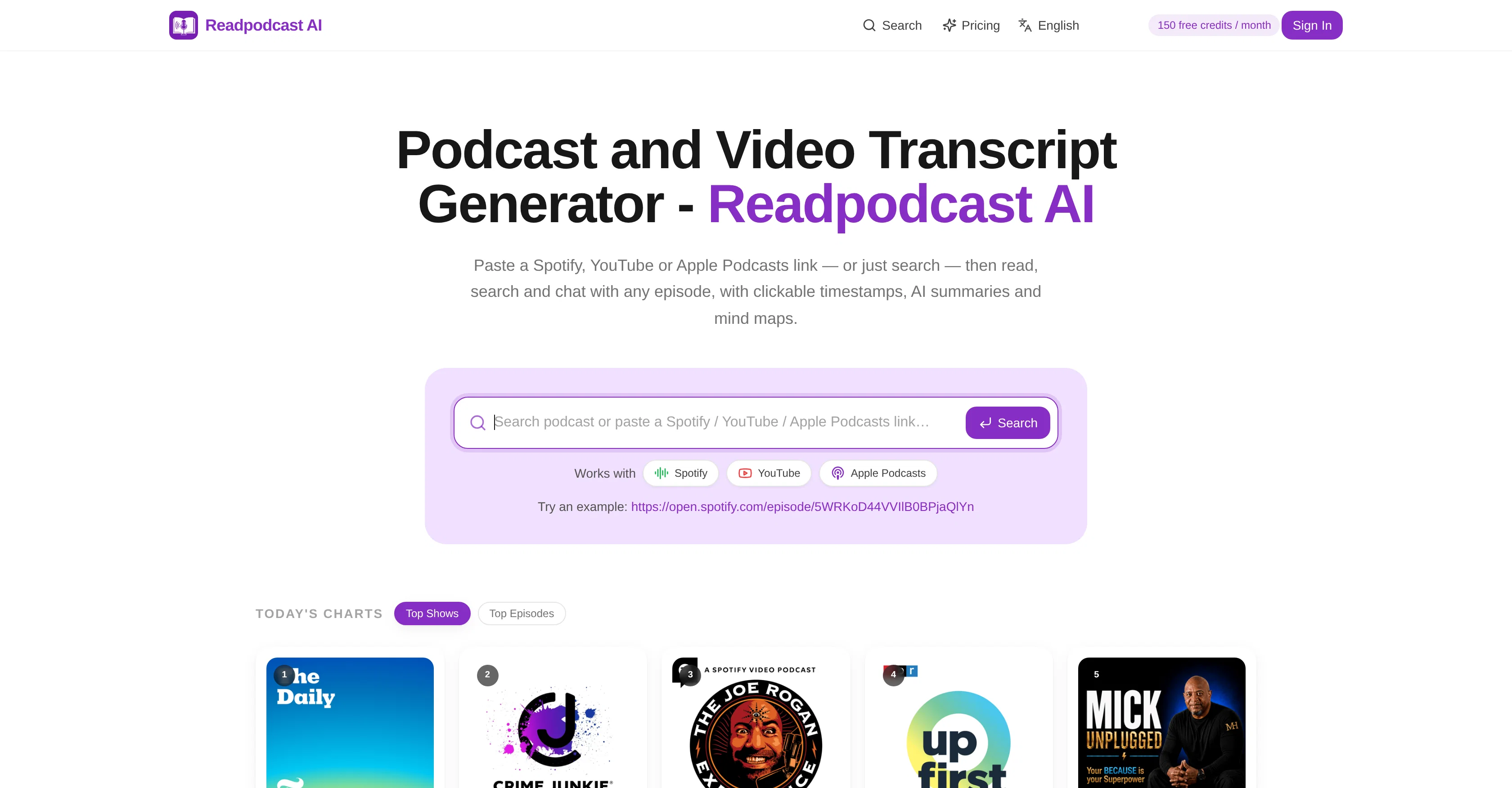 Readpodcast AI screenshot