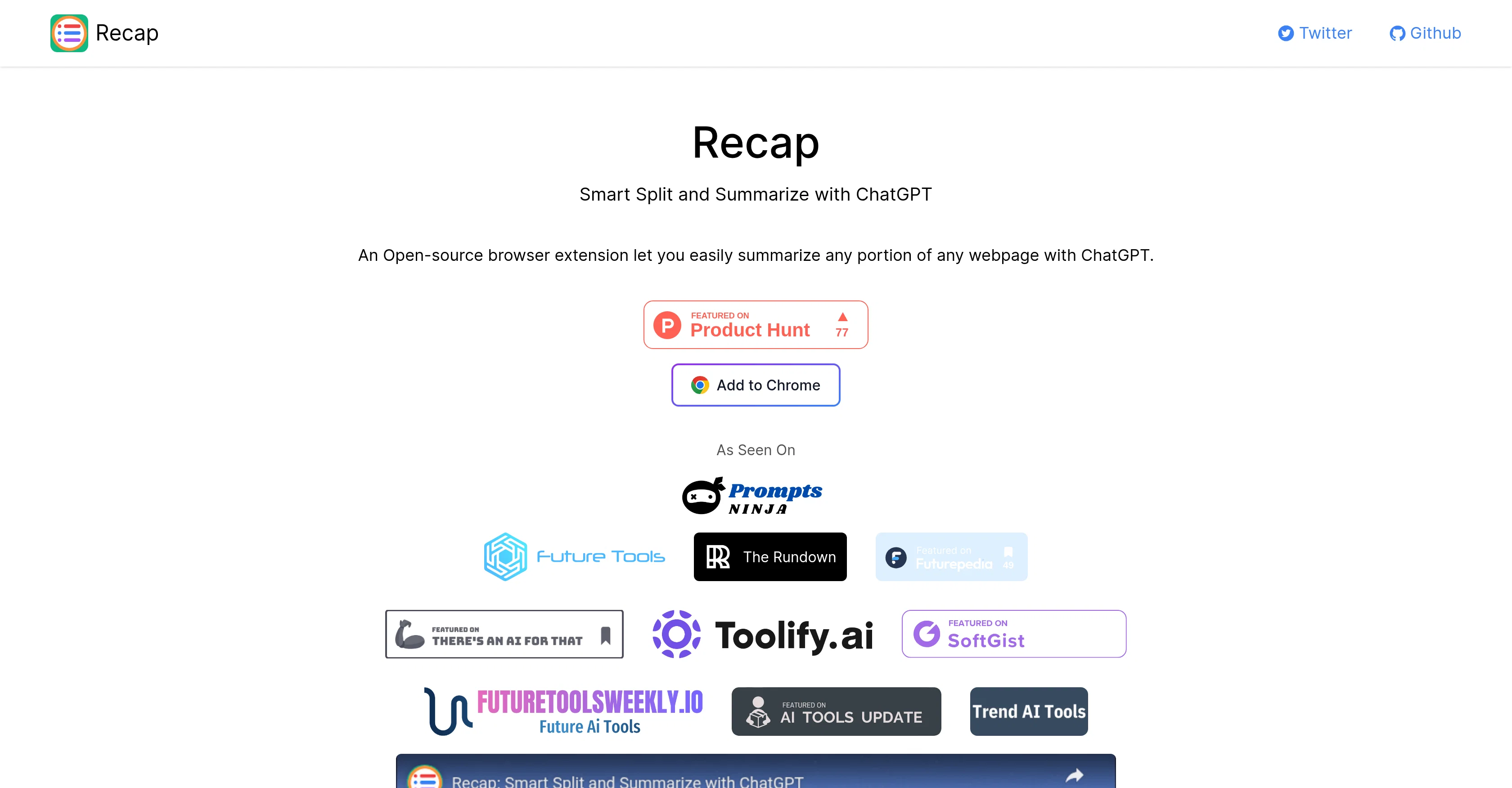 Recap: Smart Split and Summarize with ChatGPT screenshot