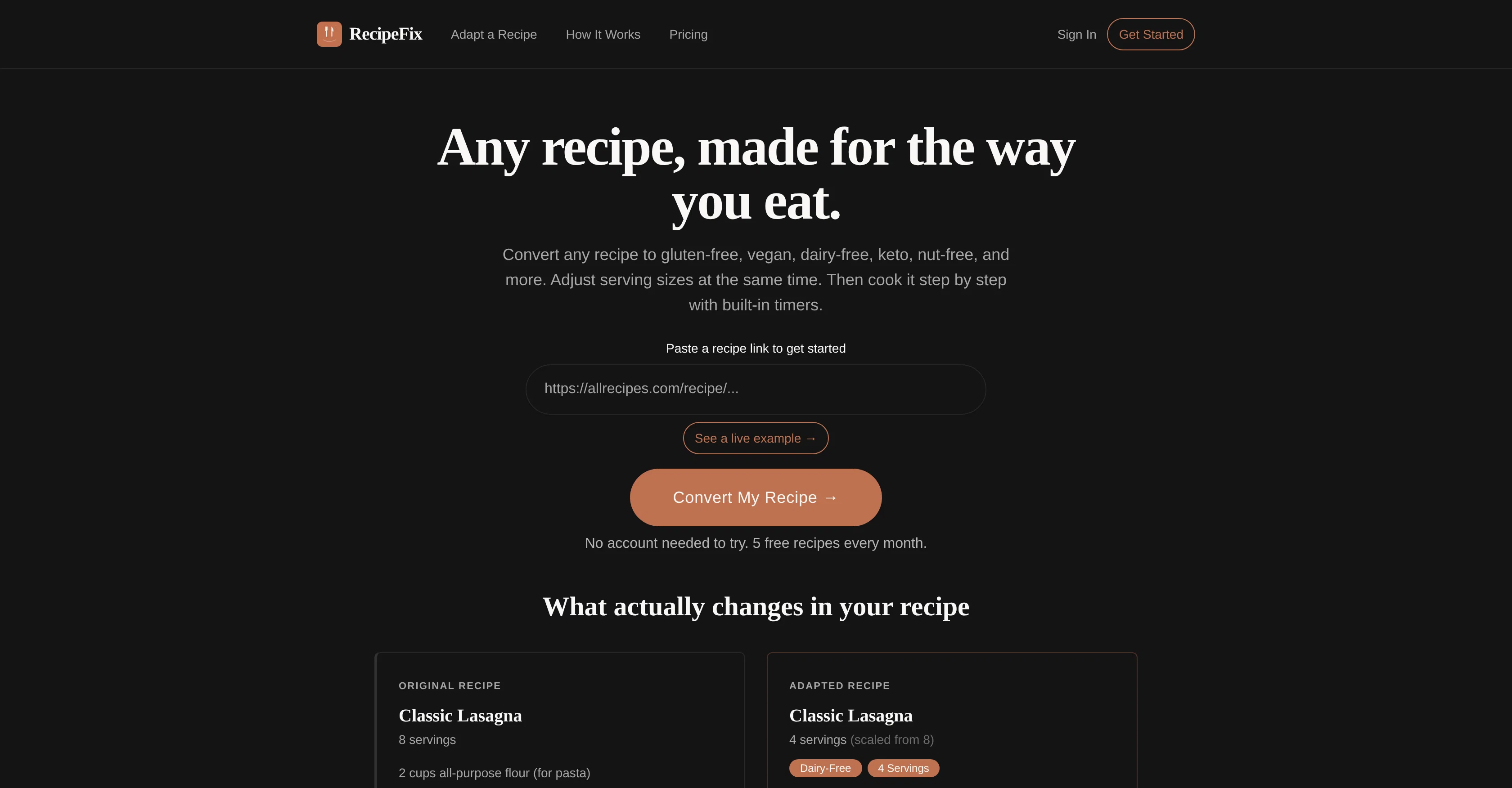 RecipeFix screenshot