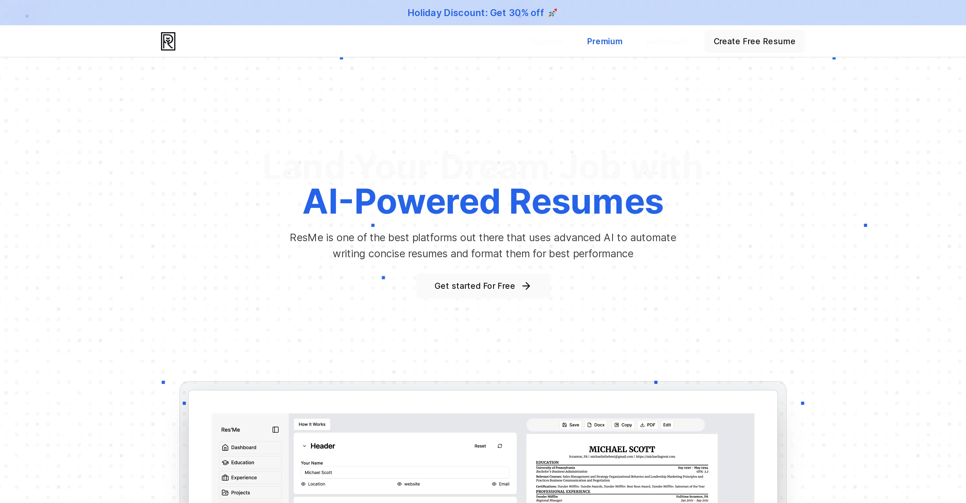 ResMe.xyz screenshot