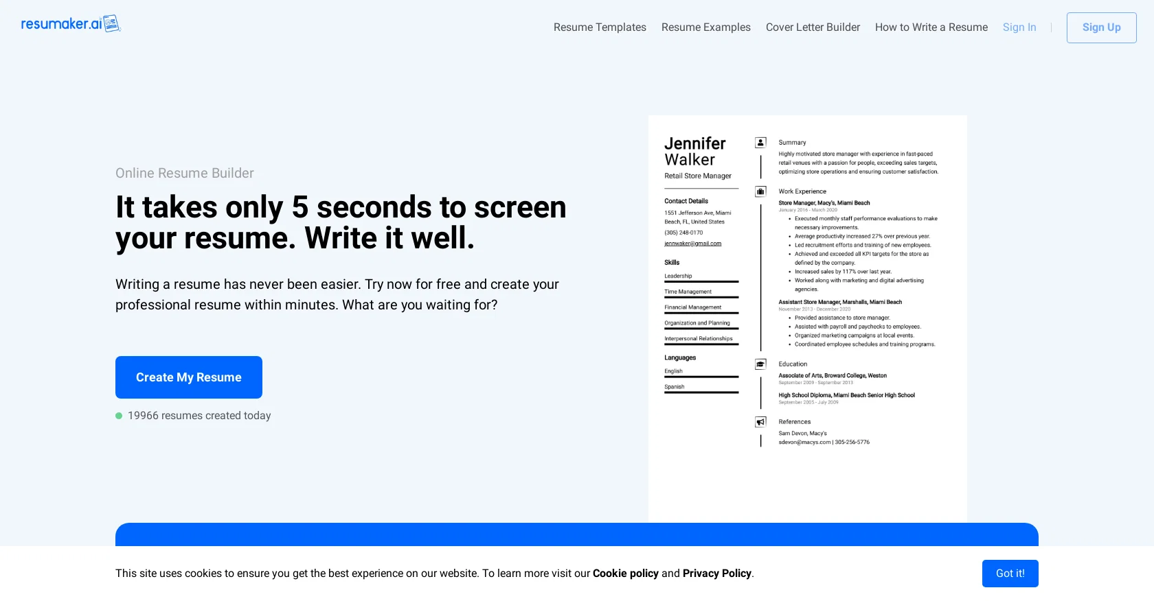 Resumaker screenshot