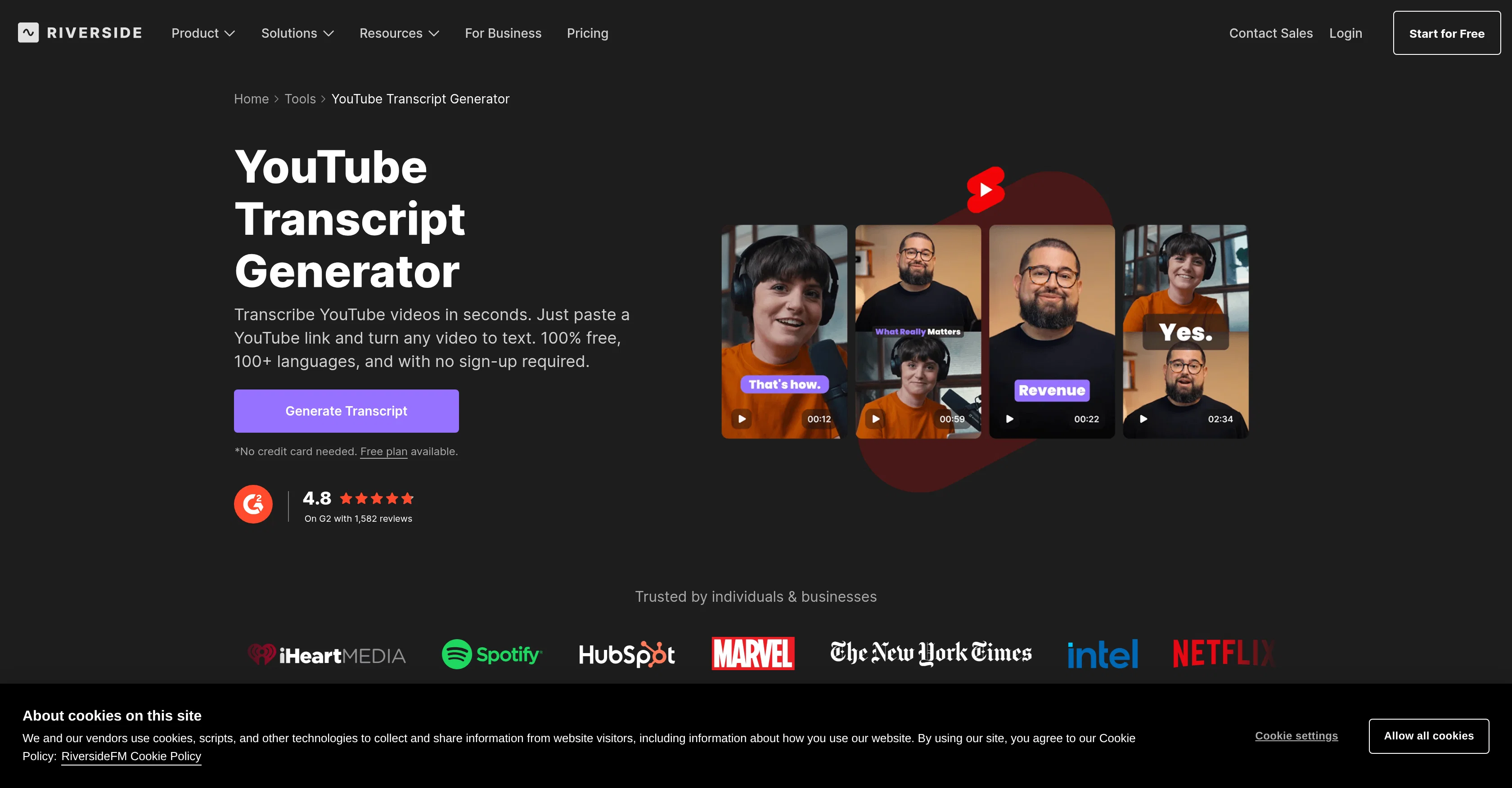 Riverside - YouTube Transcript Generator screenshot
