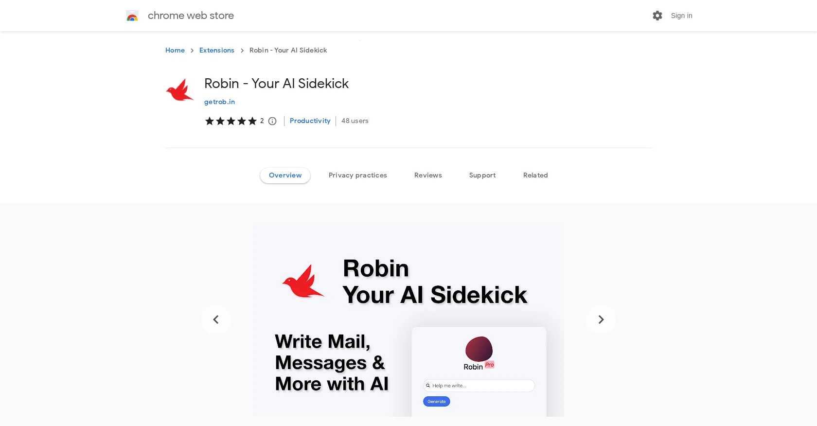 Robin Sideckick screenshot