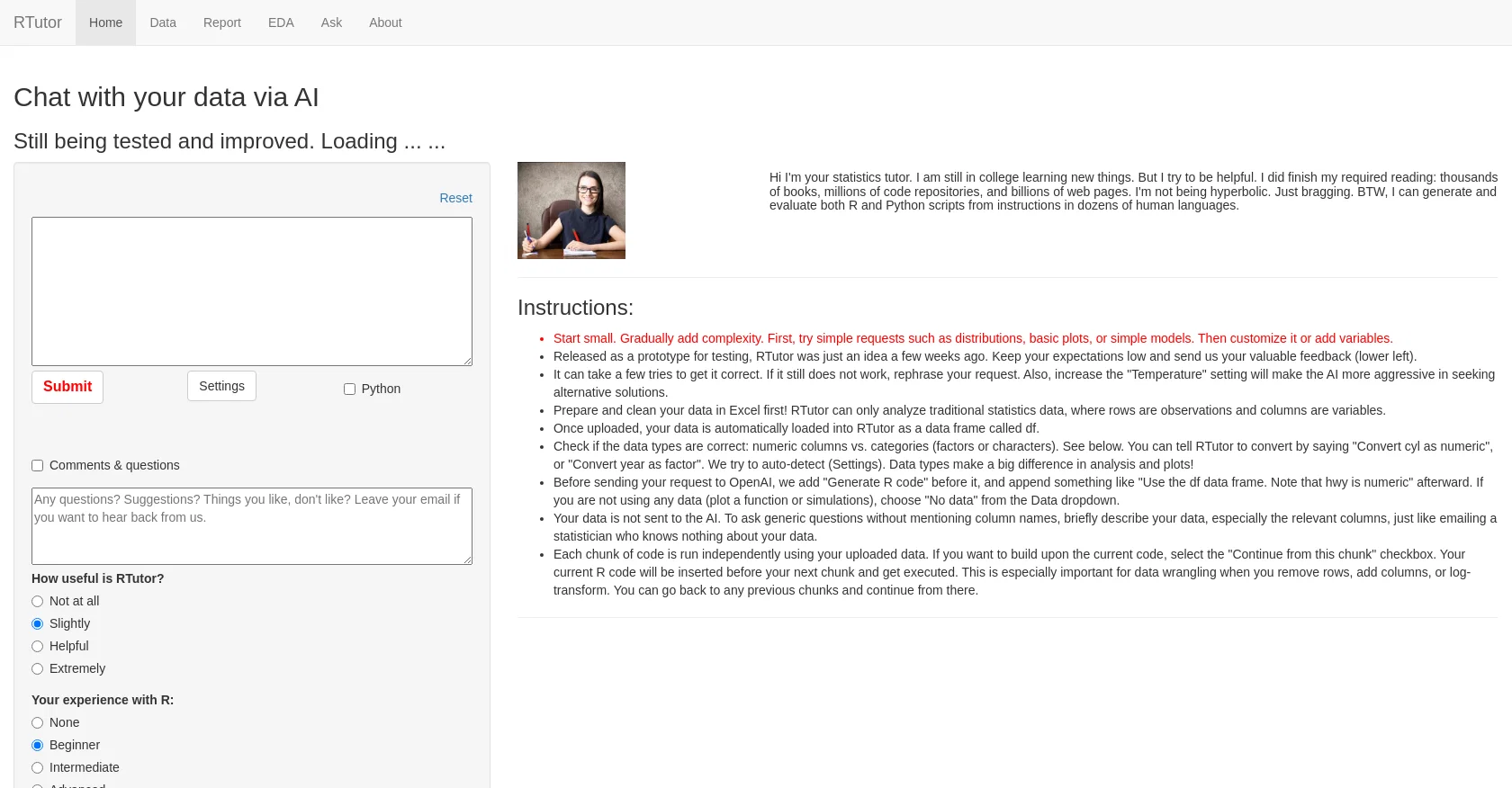 RTutor screenshot