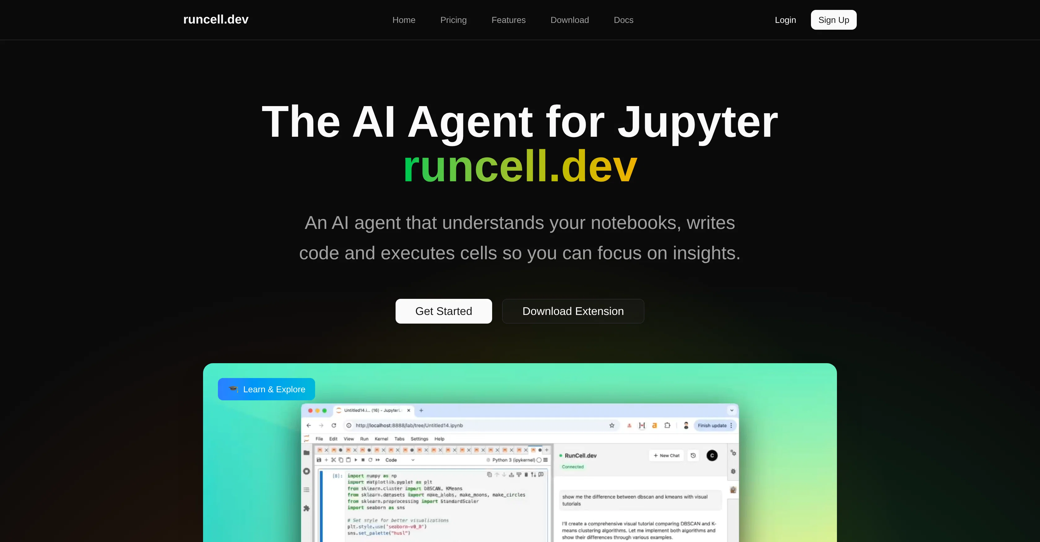Runcell - Data Science AI Agent in Jupyter screenshot
