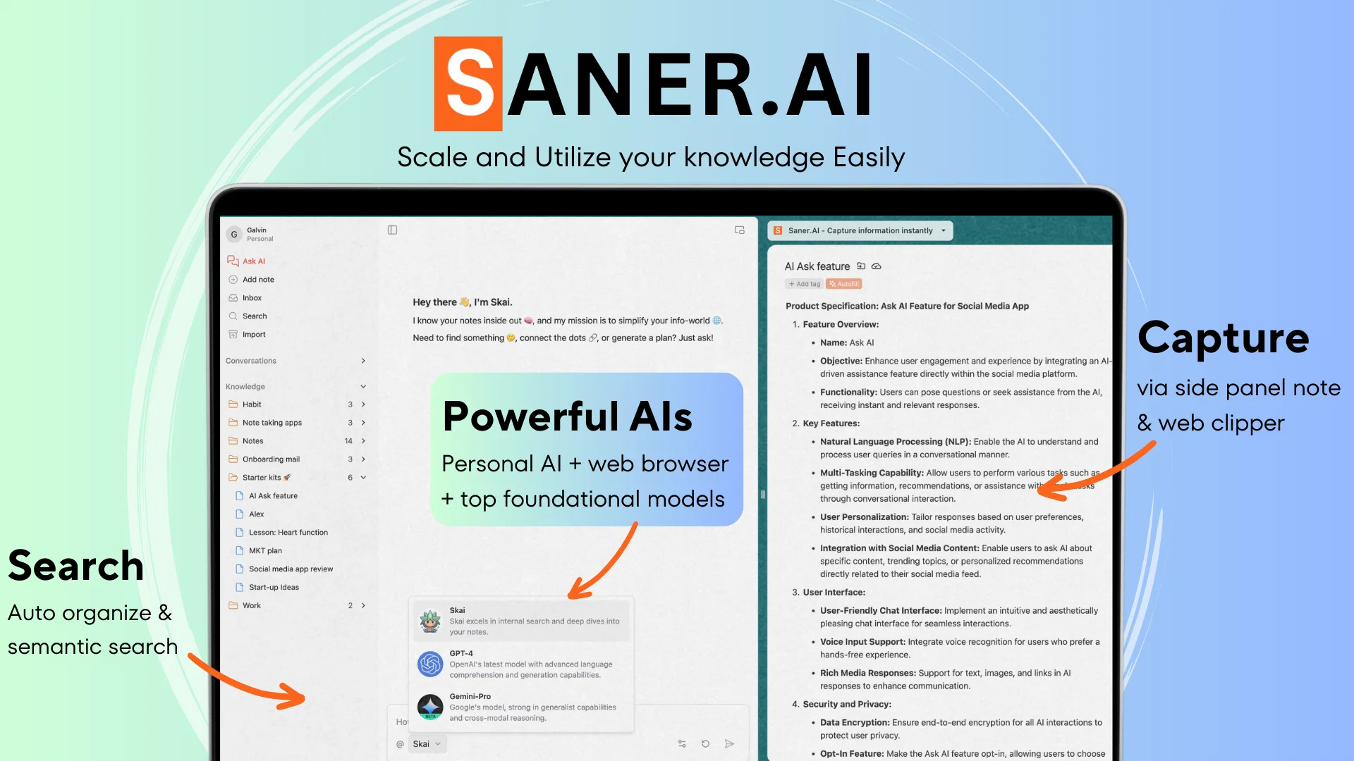 Saner.ai screenshot