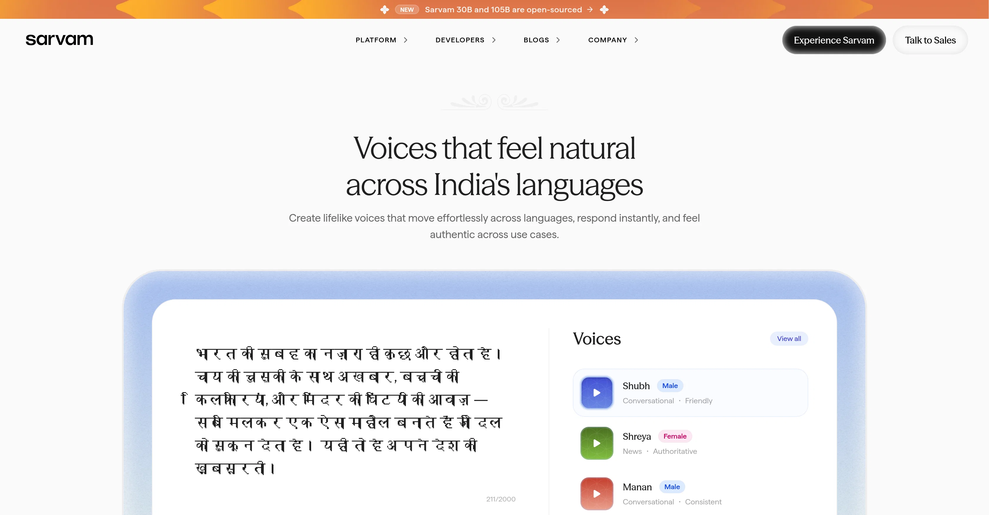 Sarvam AI - Text to Speech API screenshot