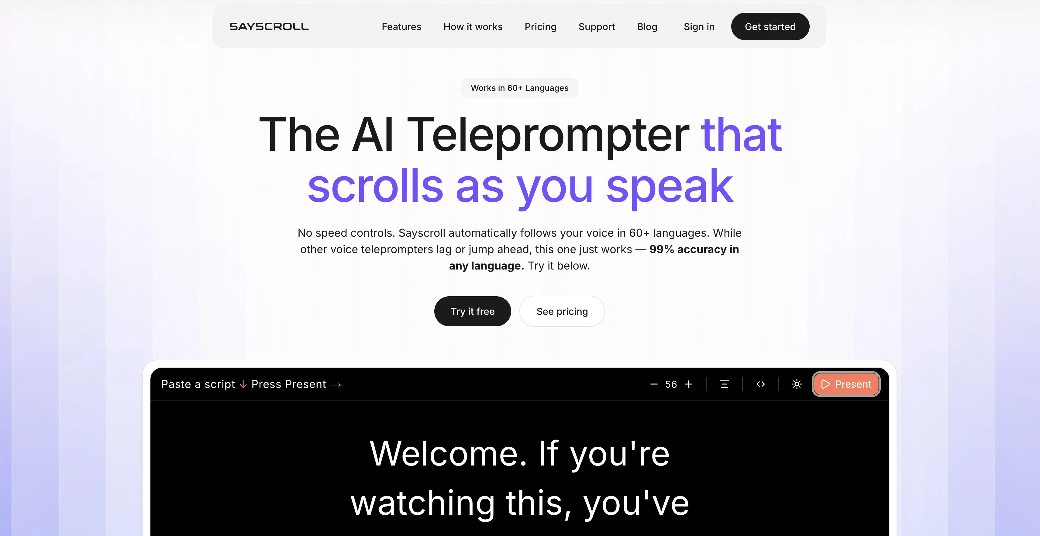 Sayscroll screenshot