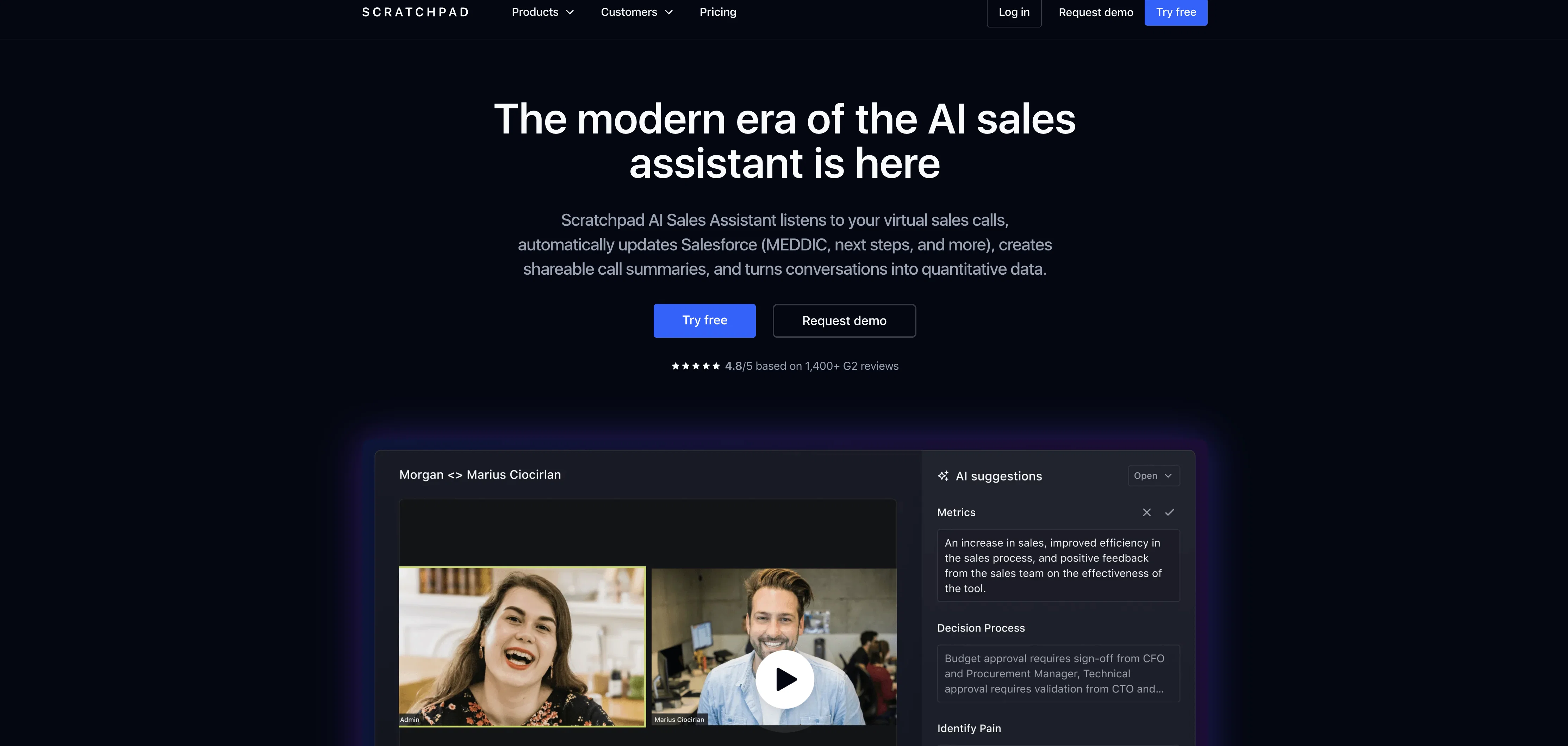 Scratchpad AI Sales Assistant screenshot