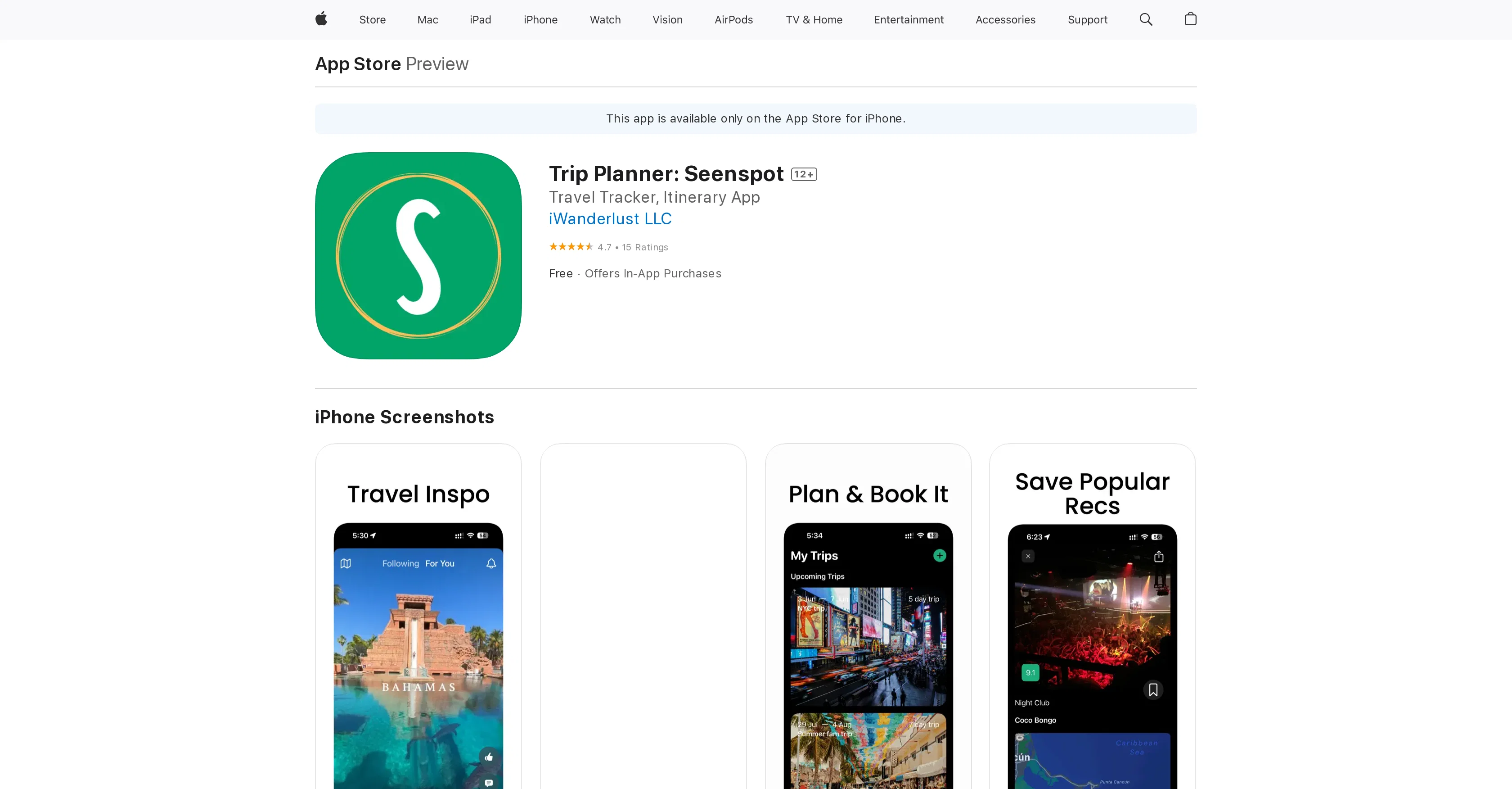 Seenspot screenshot