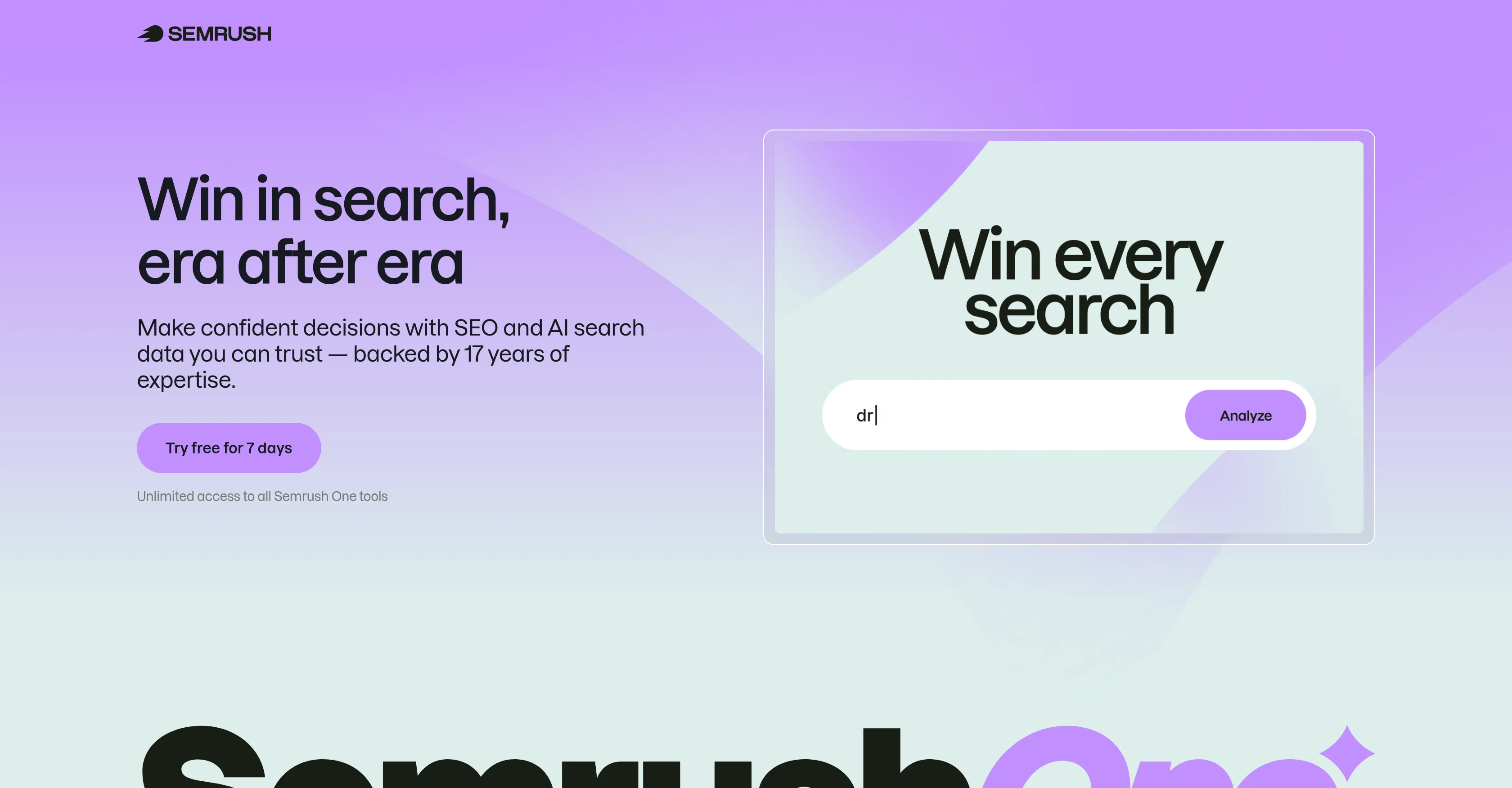 Semrush One screenshot