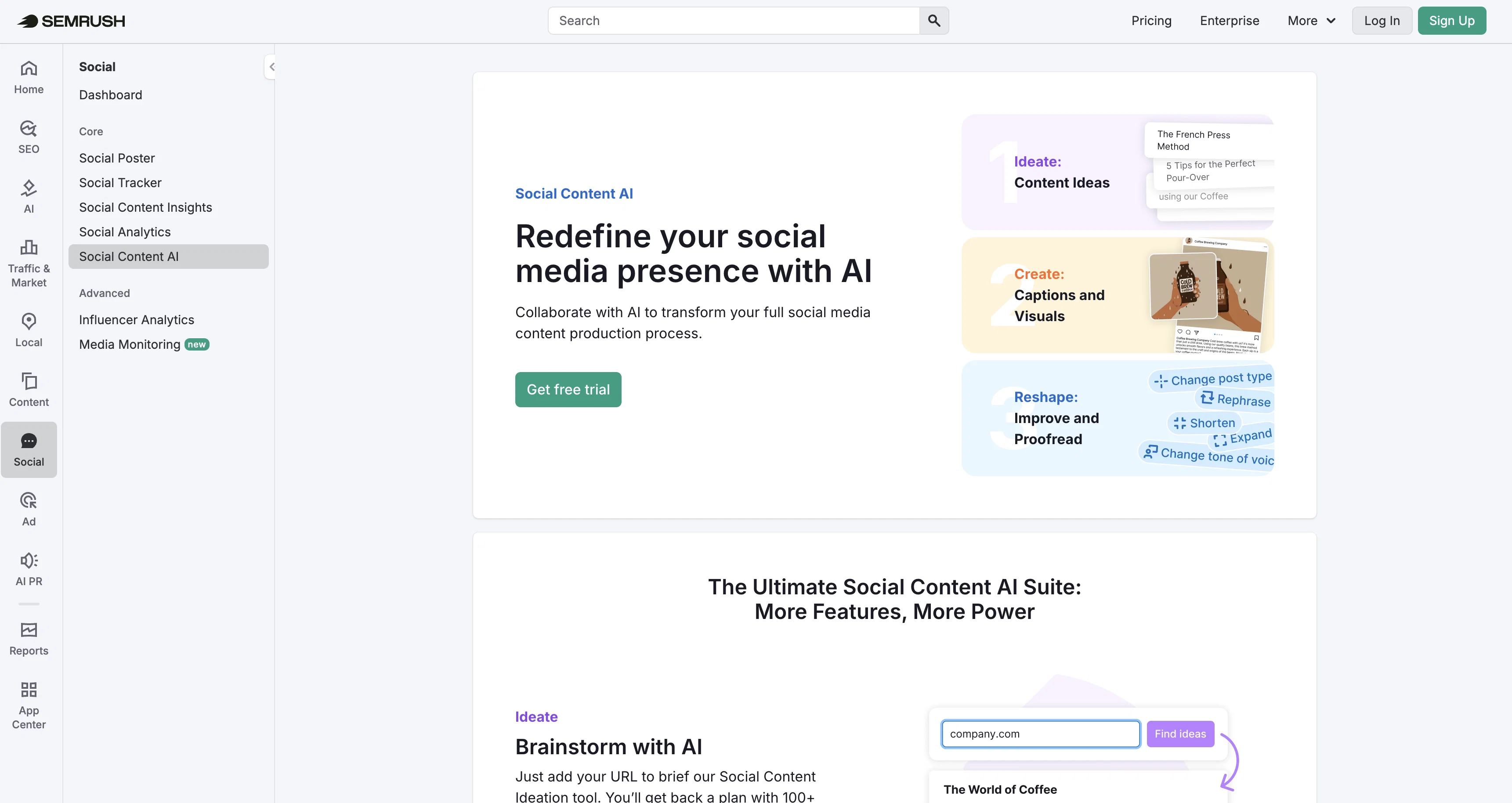 Semrush | Social Content AI screenshot