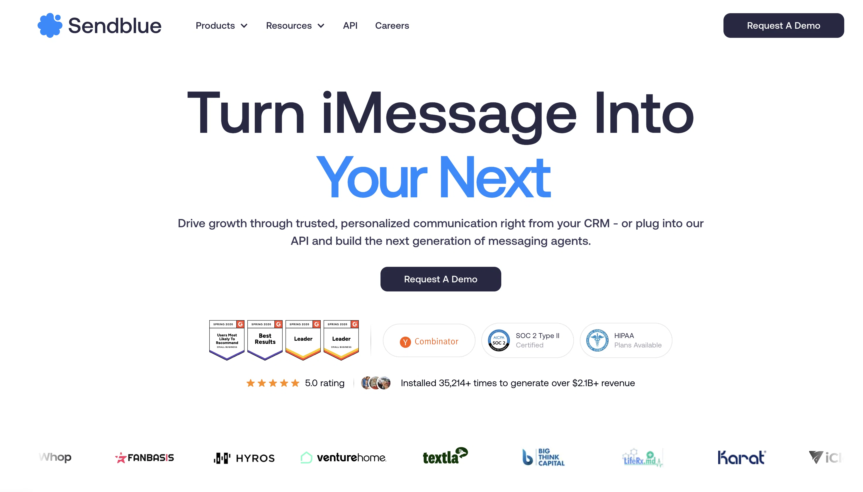 Sendblue screenshot