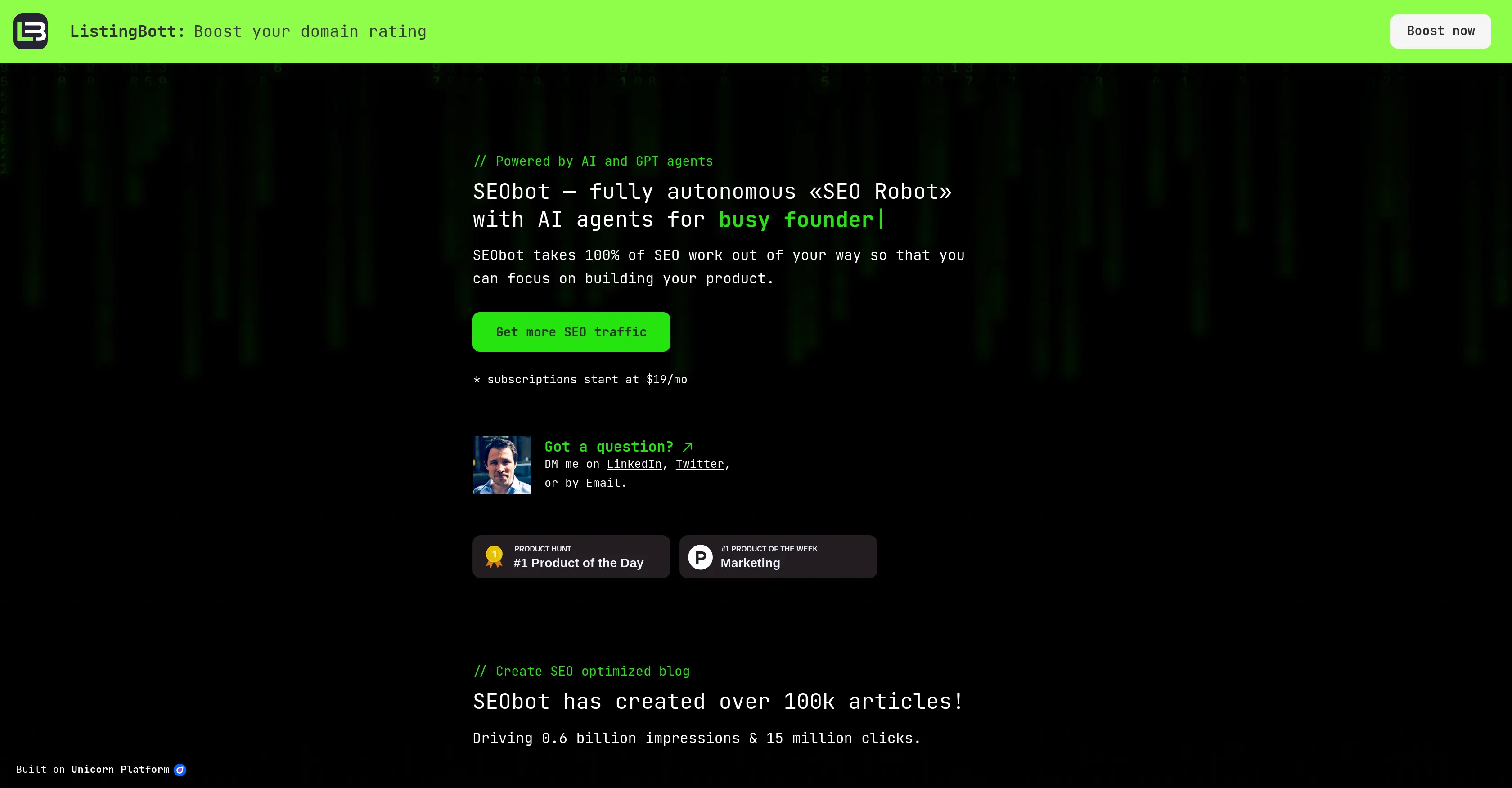 SEObot screenshot