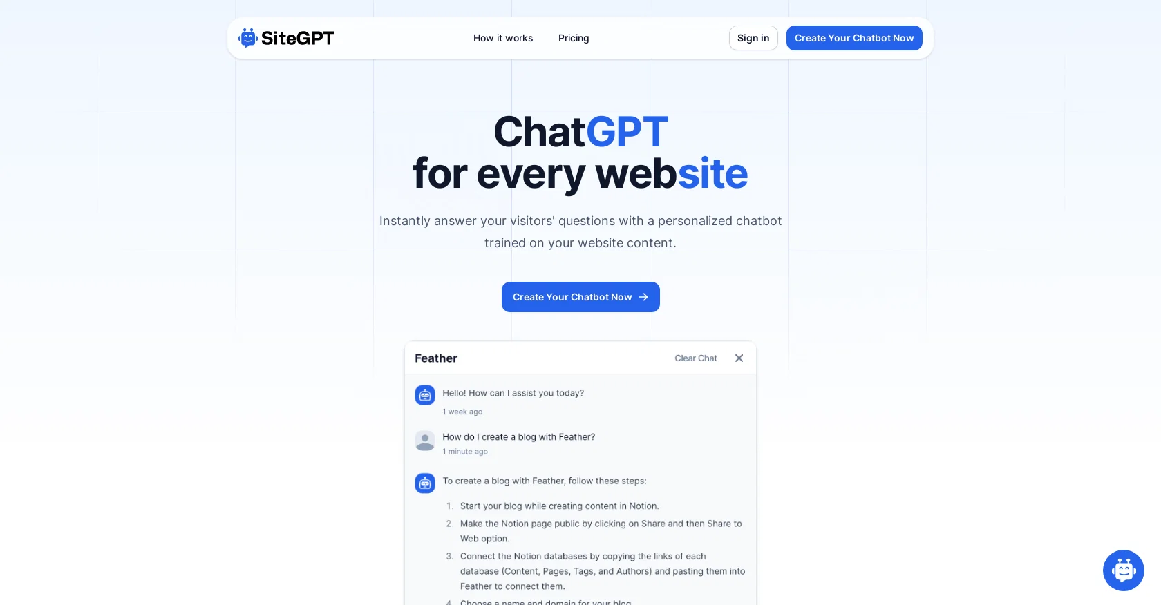 SiteGPT screenshot