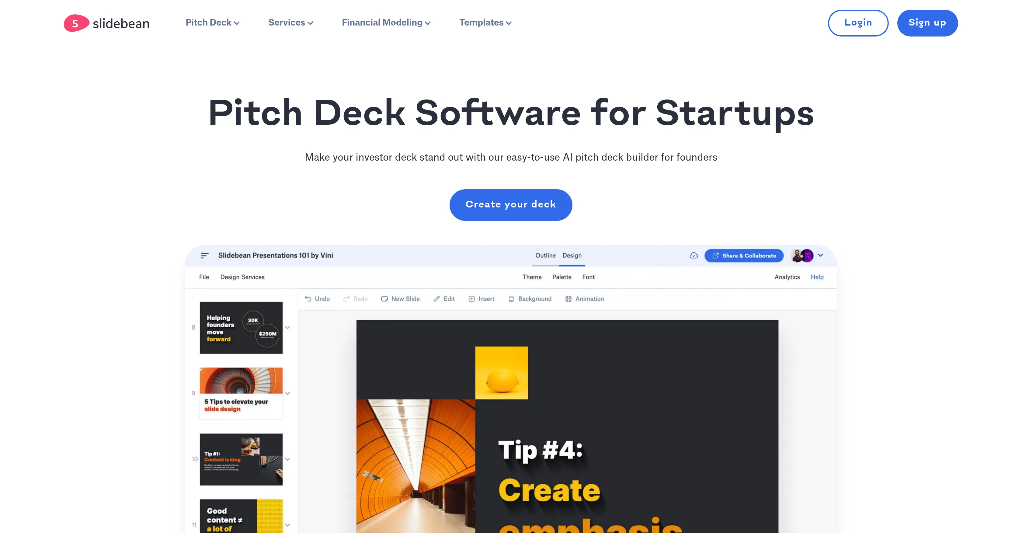 Slidebean Pitch Deck screenshot