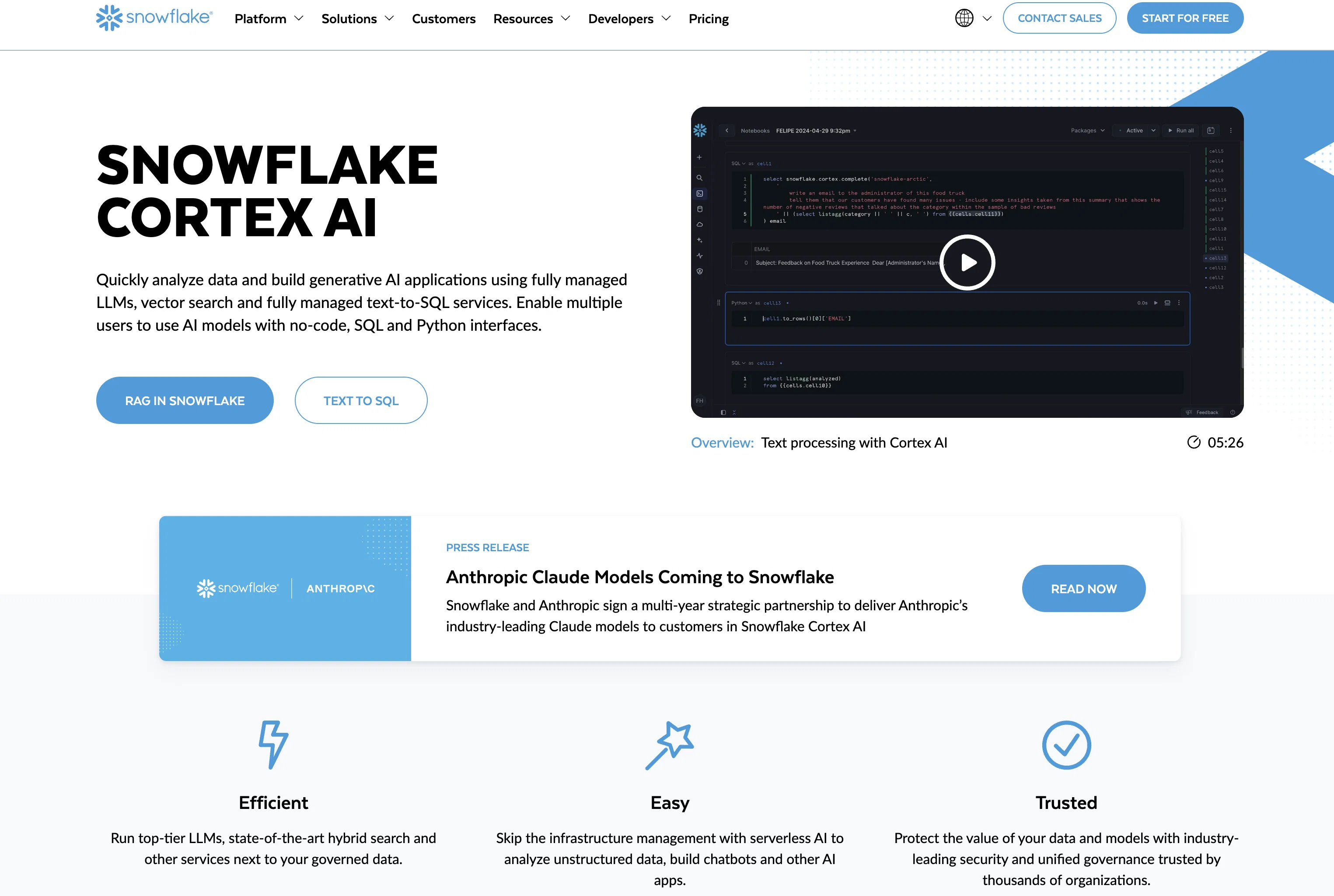 Snowflake Cortex screenshot