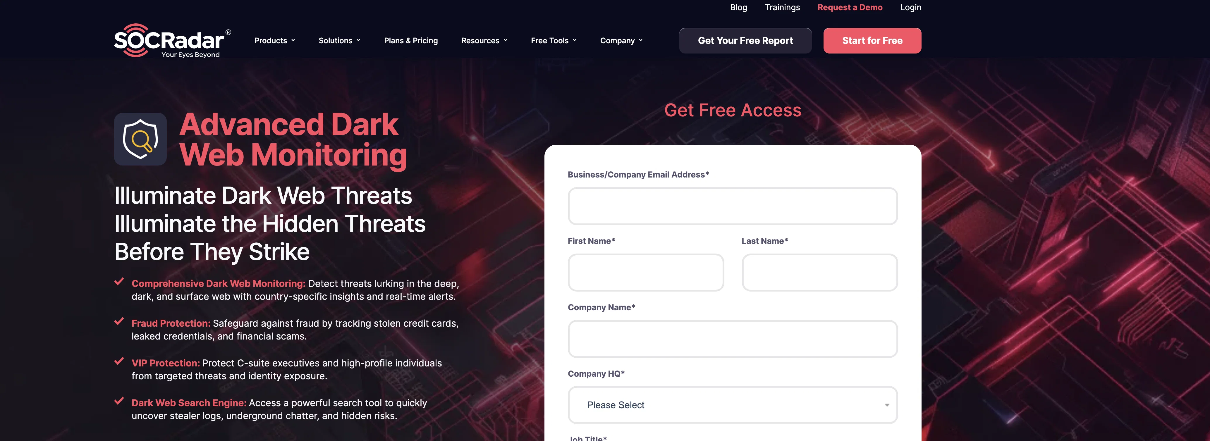 SOCRadar Dark Web Monitoring screenshot
