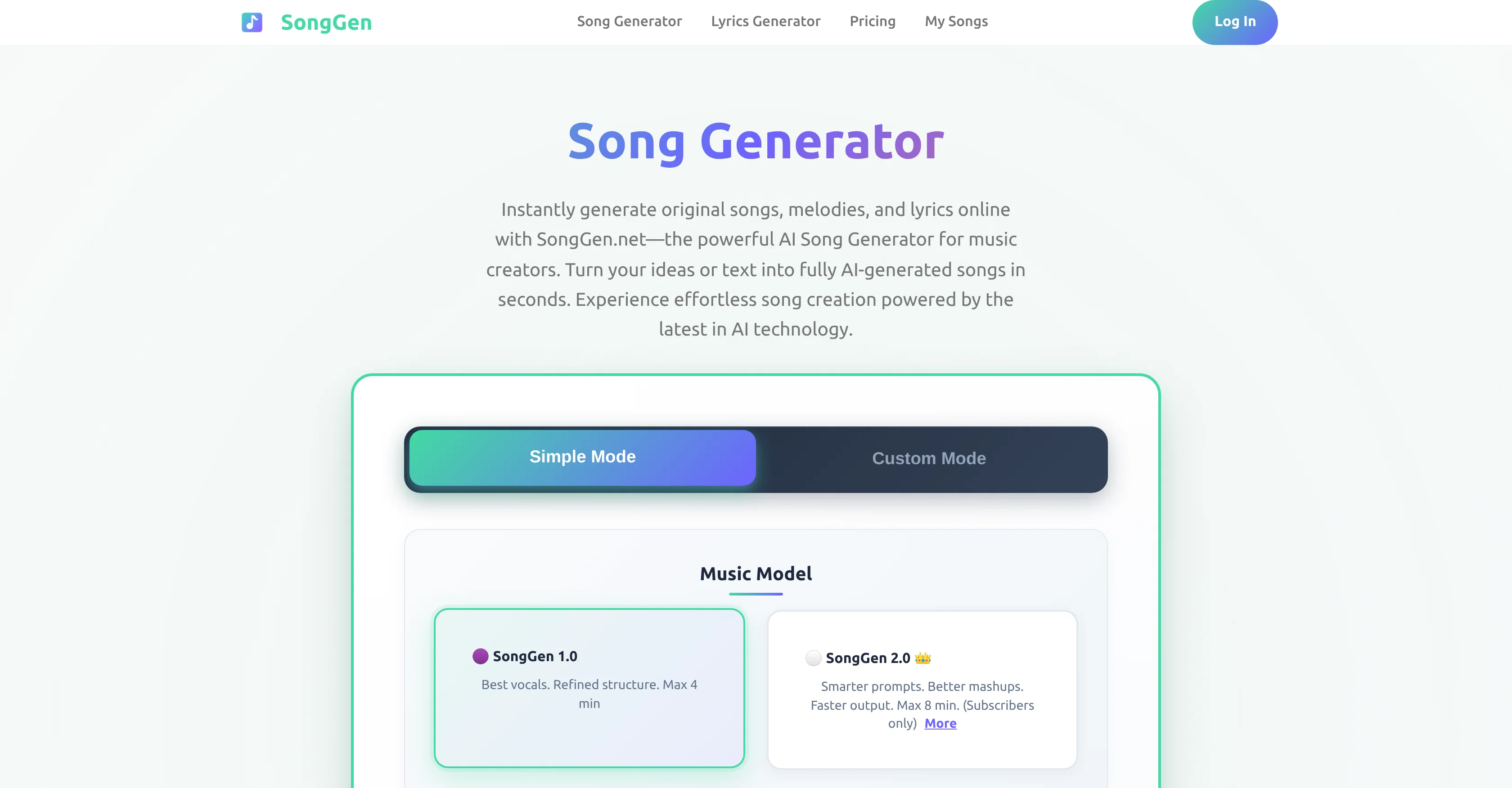SongGen.net screenshot