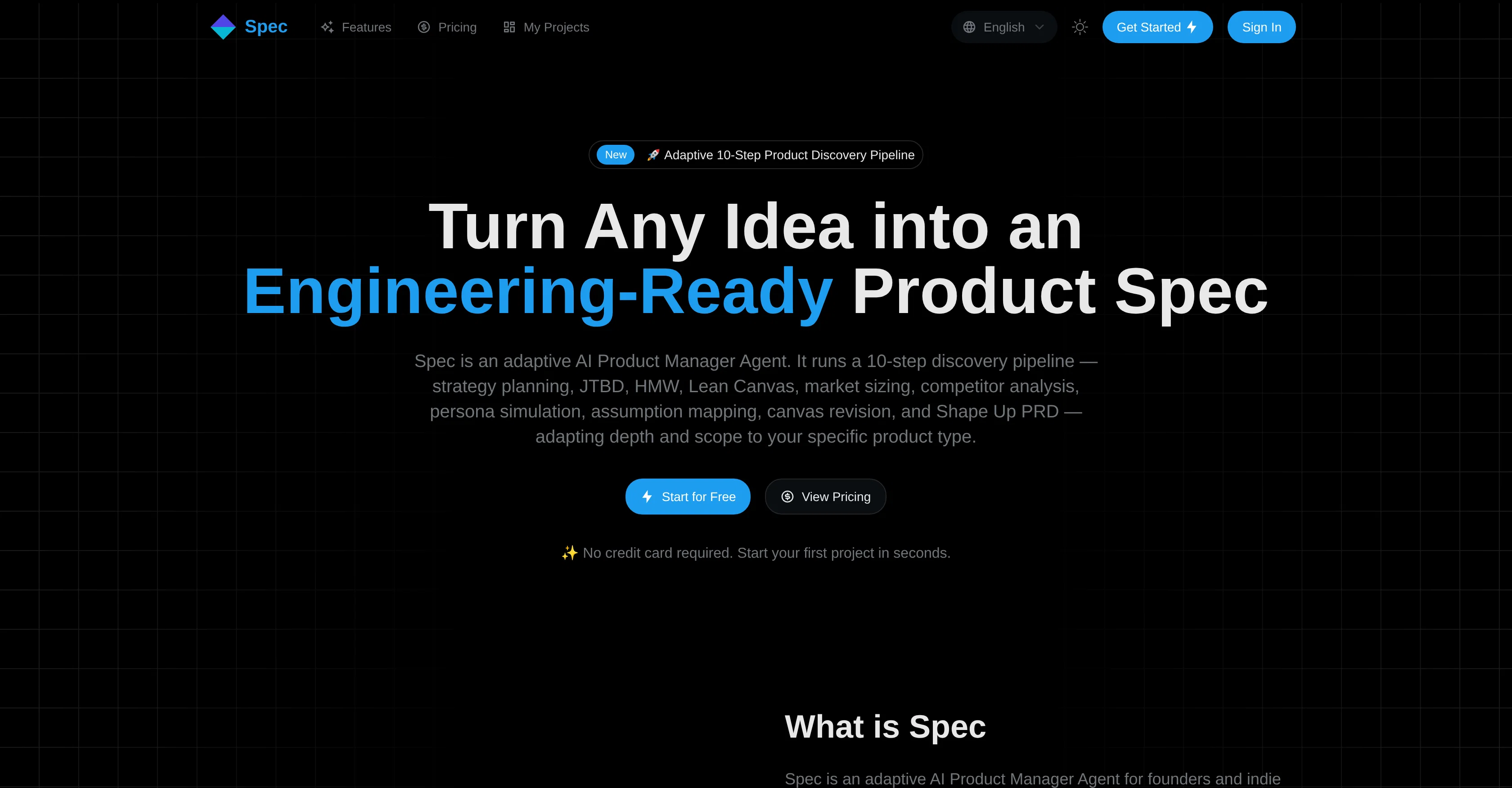 Spec screenshot