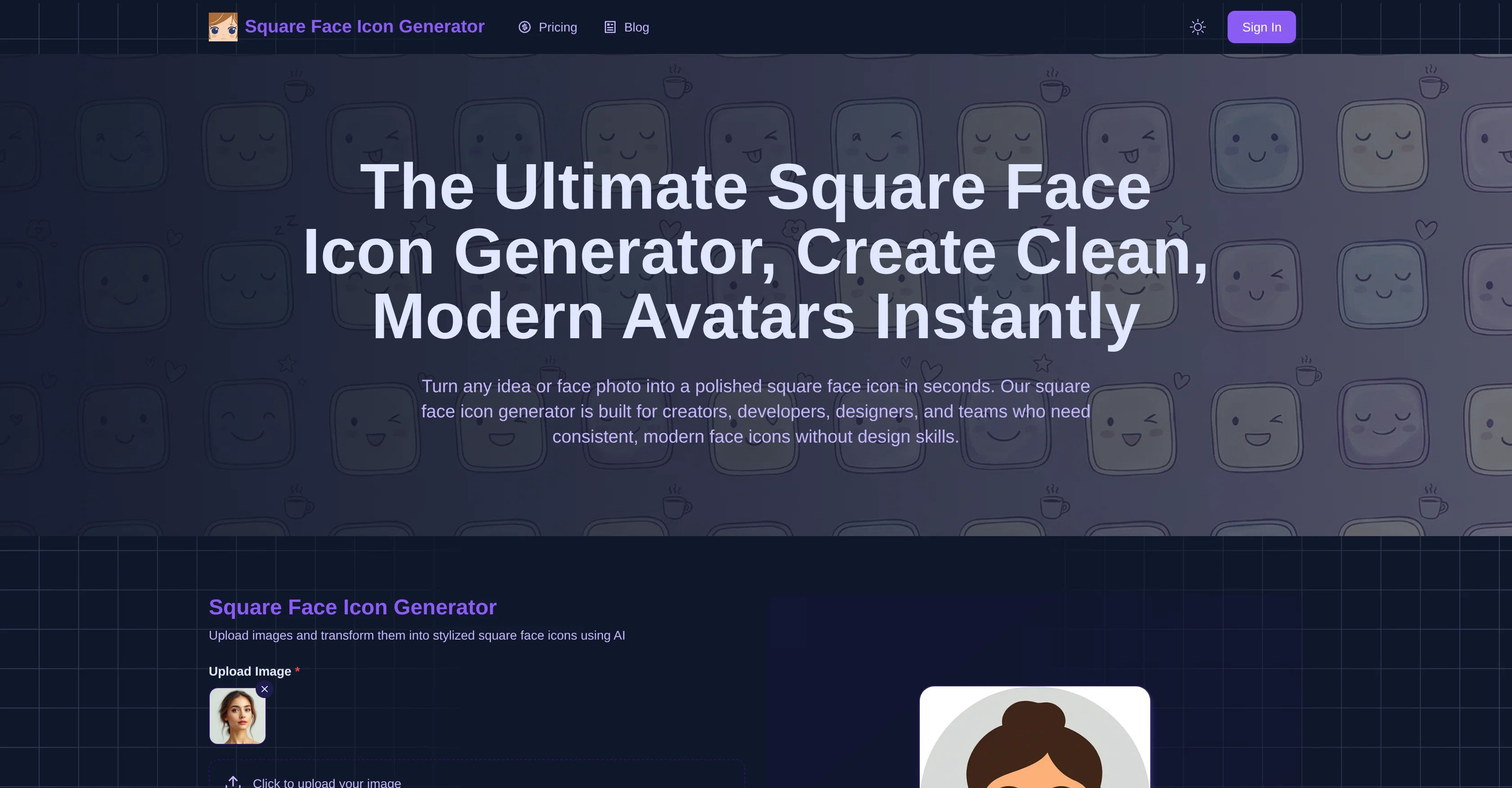 Square Face Icon Generator screenshot