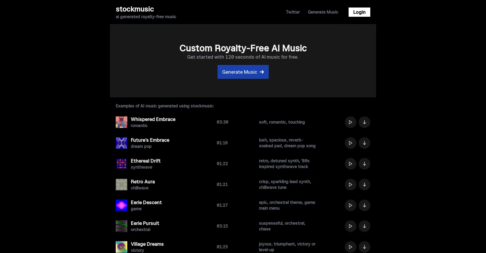 Stockmusic screenshot