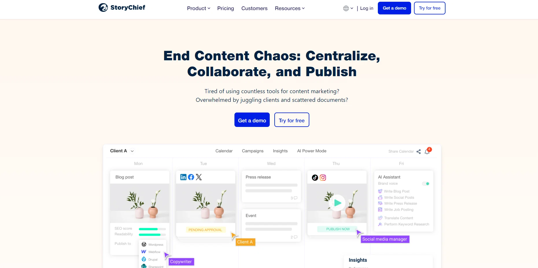 StoryChief screenshot