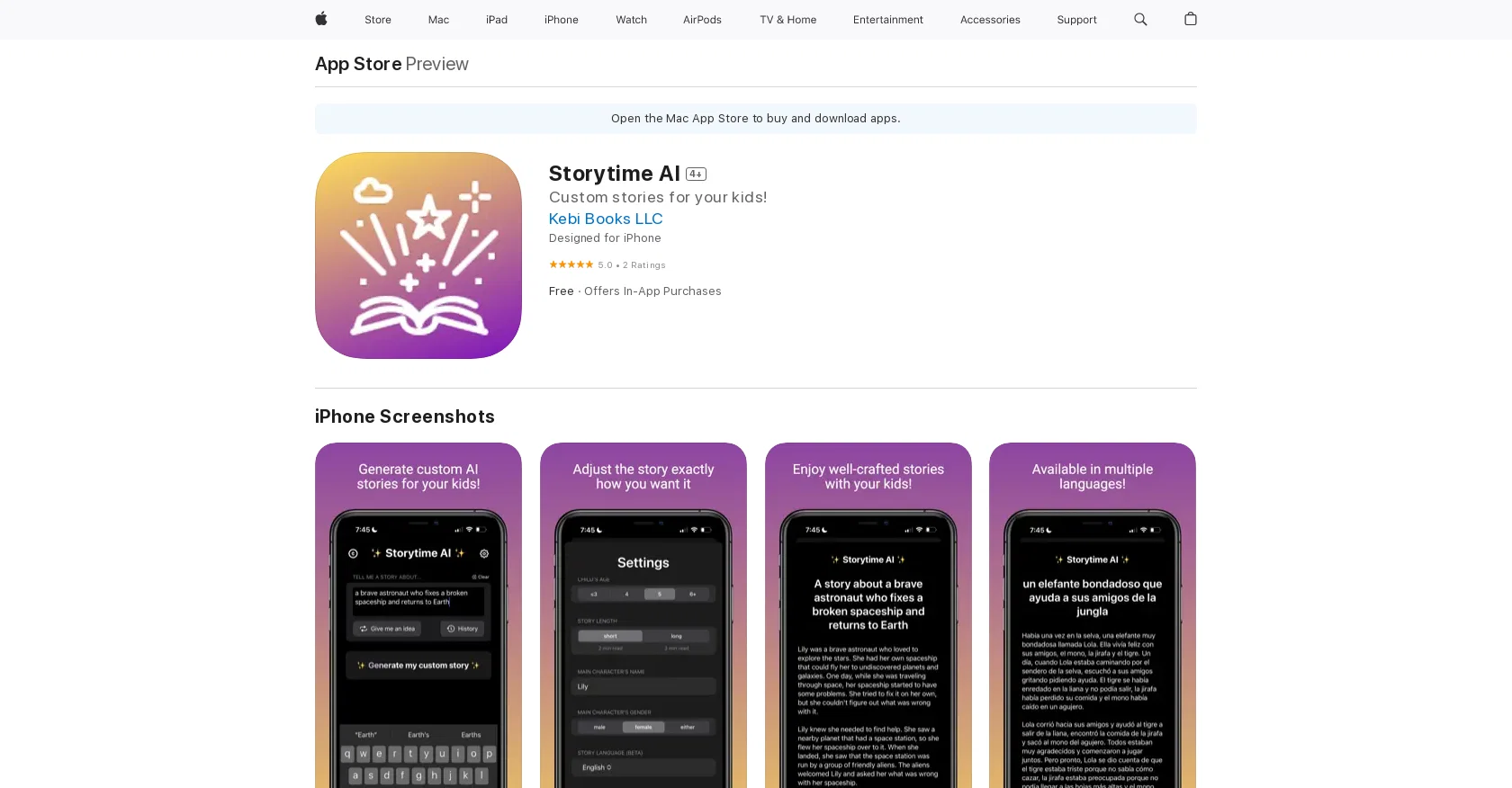 Storytime AI screenshot