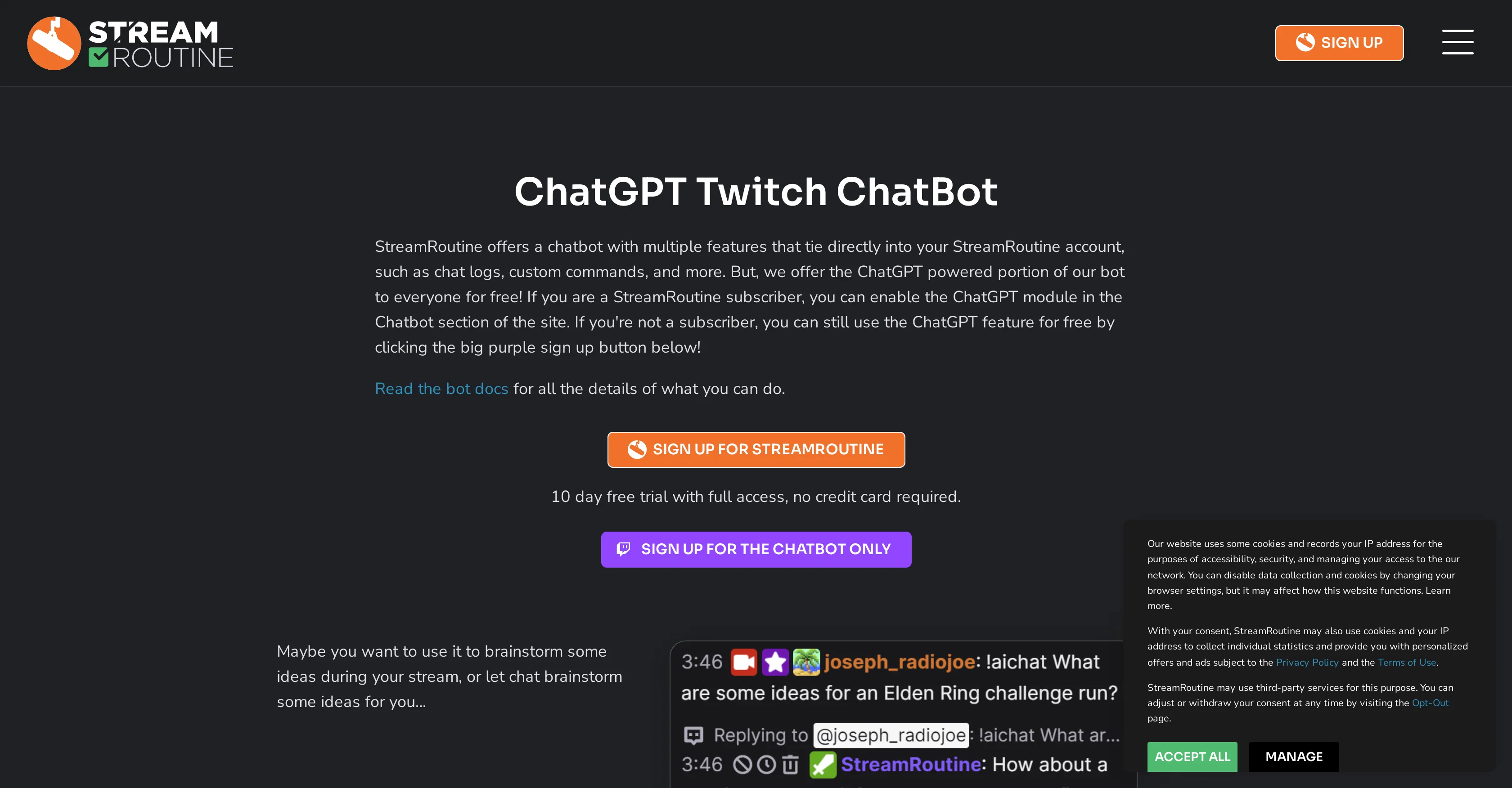 Streamroutine screenshot