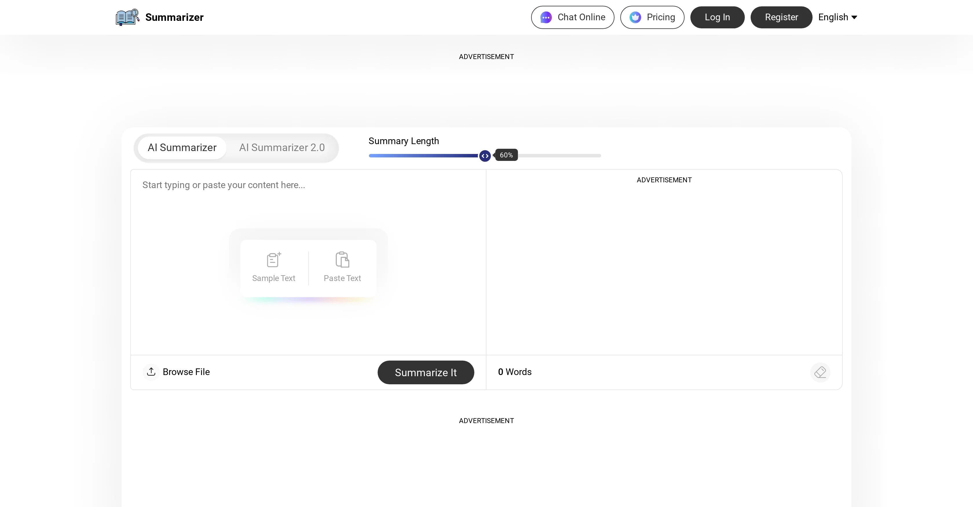 Summarizer.org screenshot