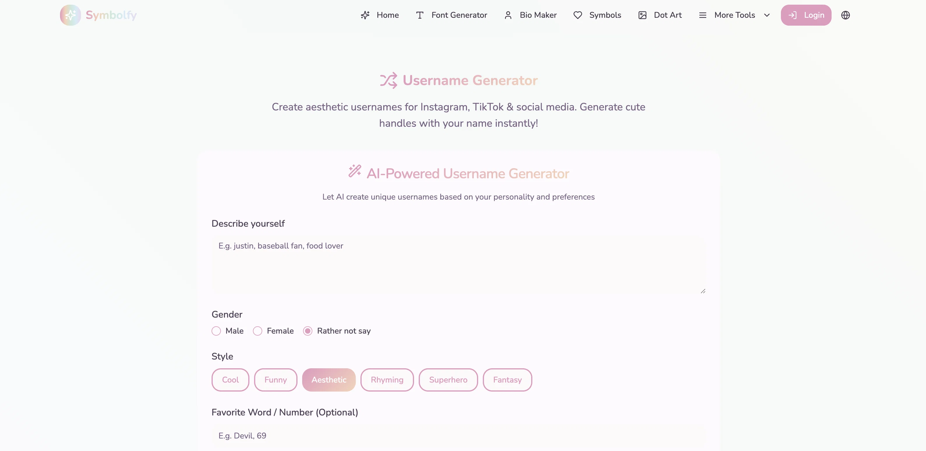 Symbolfy - Username Generator screenshot