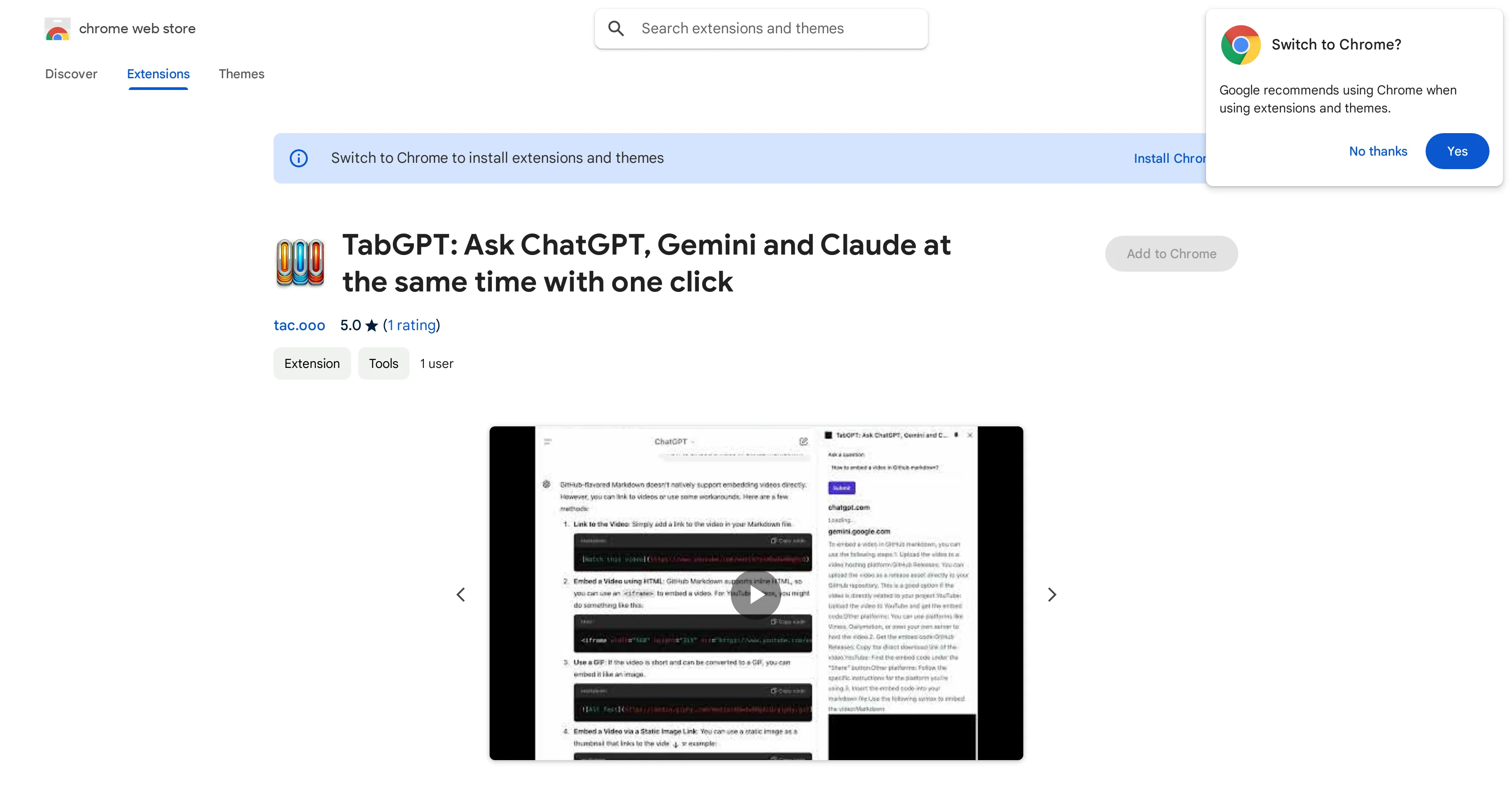 TabGPT screenshot