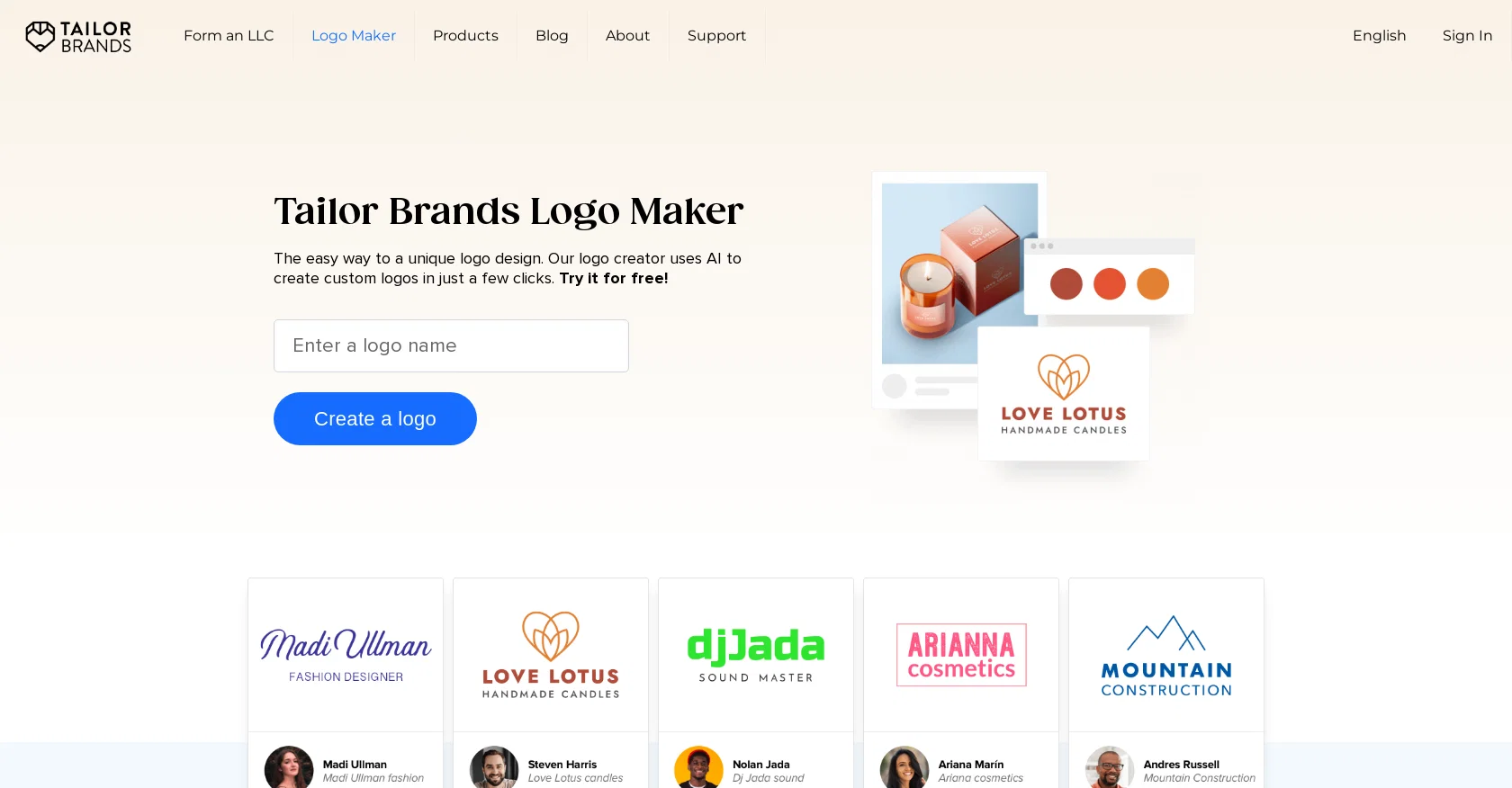 Tailor Brands screenshot