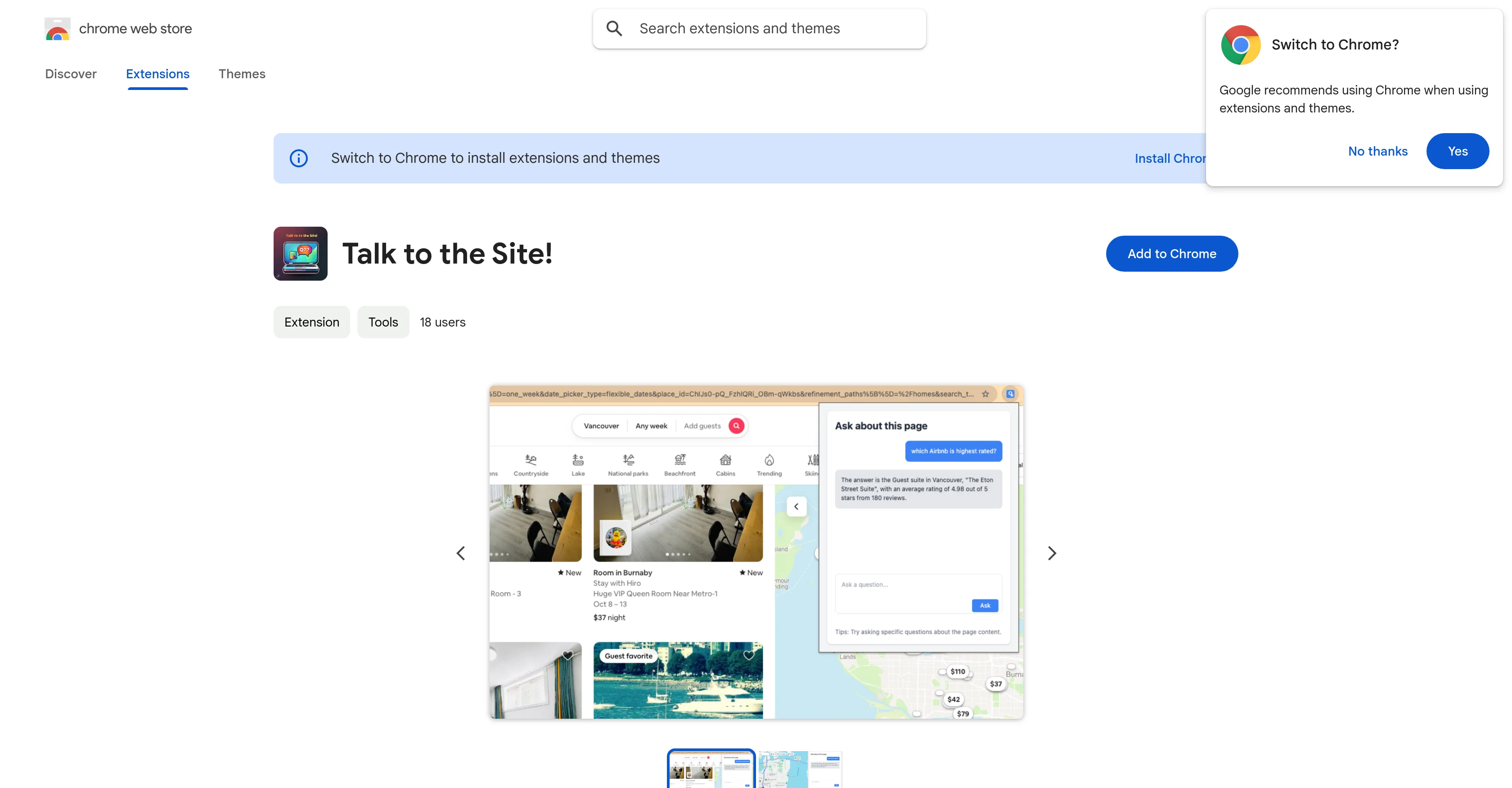 Talk to the Site! screenshot