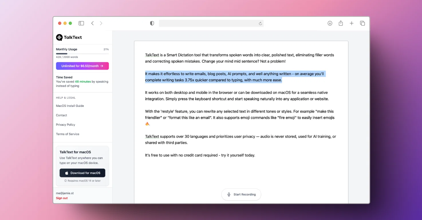 TalkTextv2.0.0 screenshot