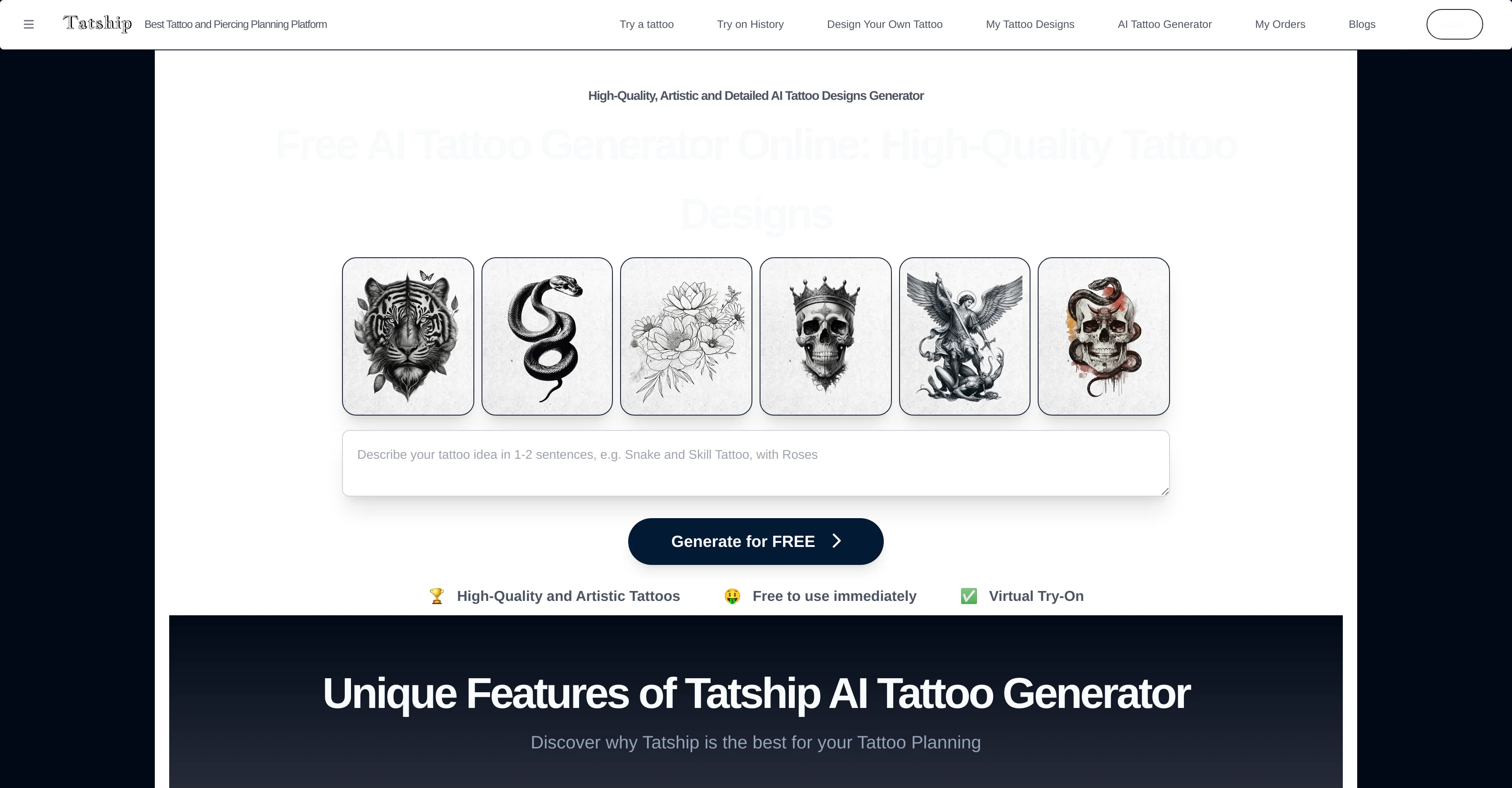 Tatship AI Tattoo Generator screenshot