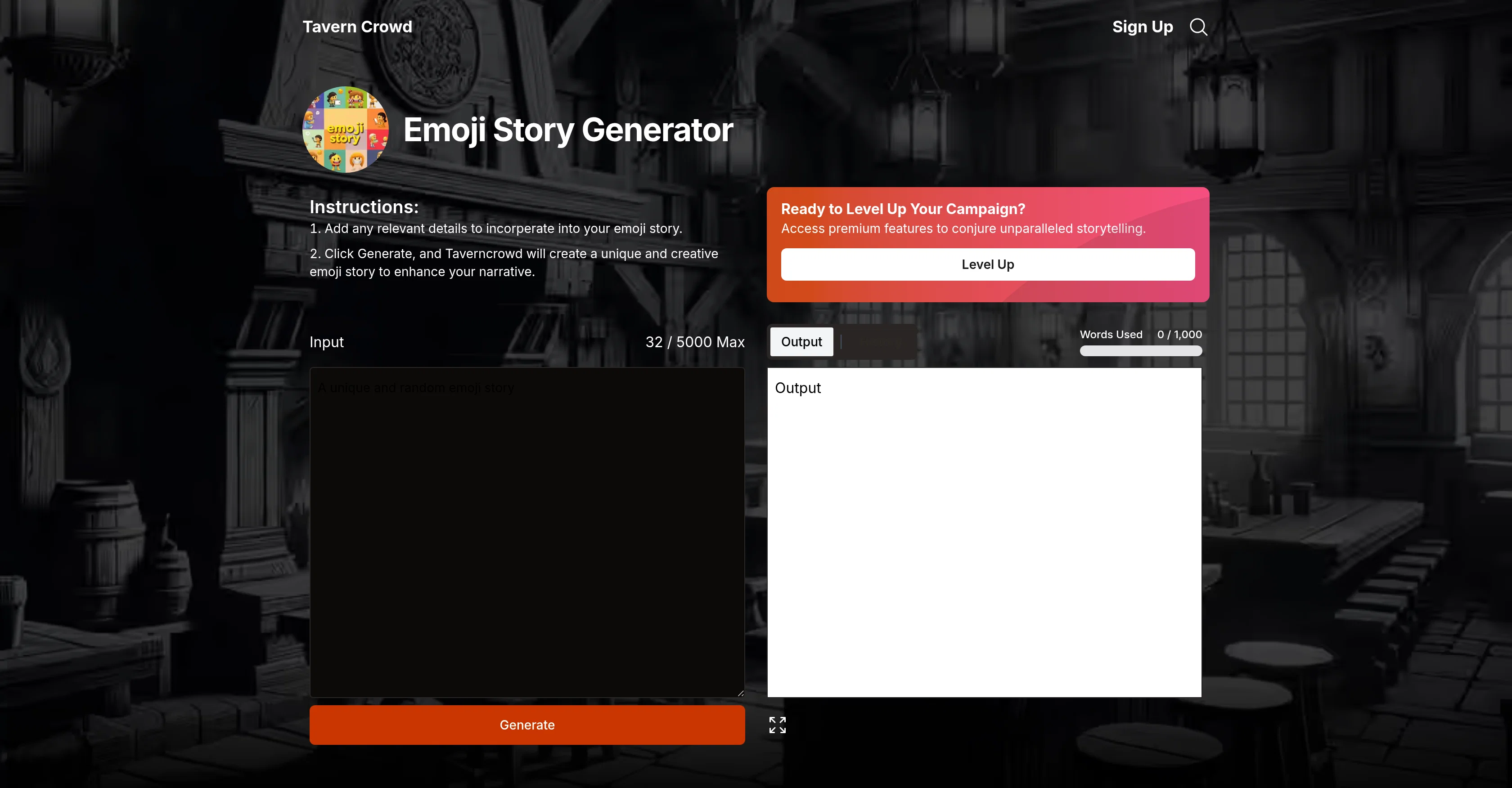 TavernCrowd Emoji Story Generator screenshot
