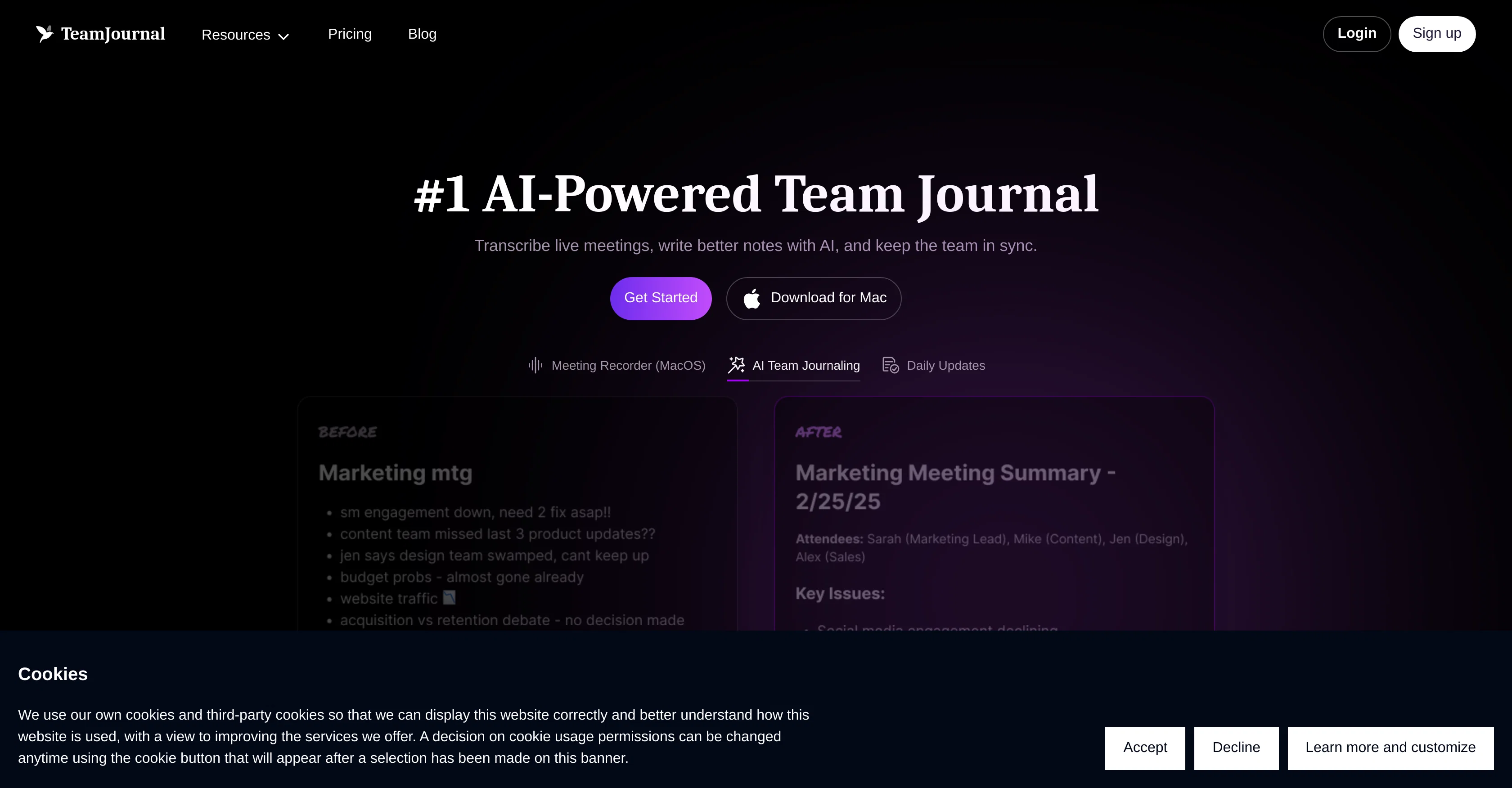 Team Journal screenshot