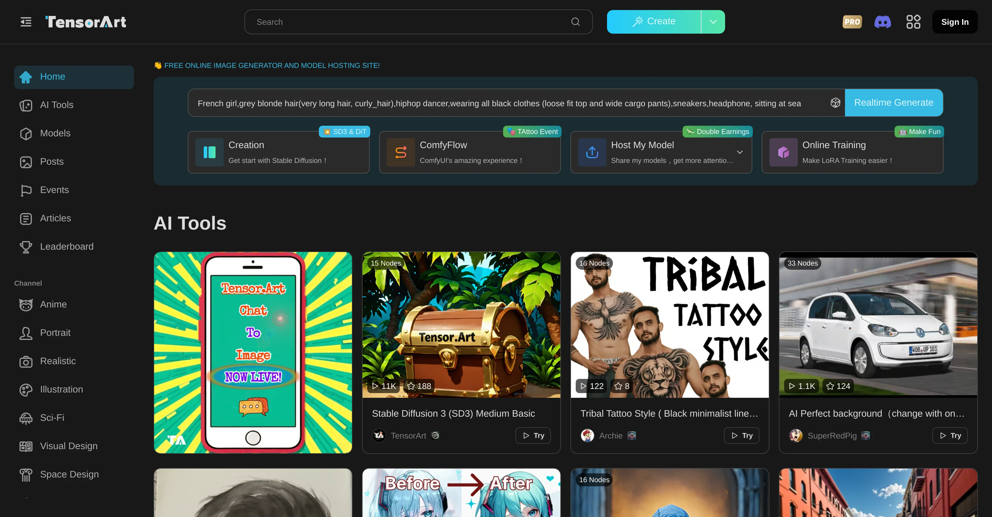 Tensor.Art screenshot