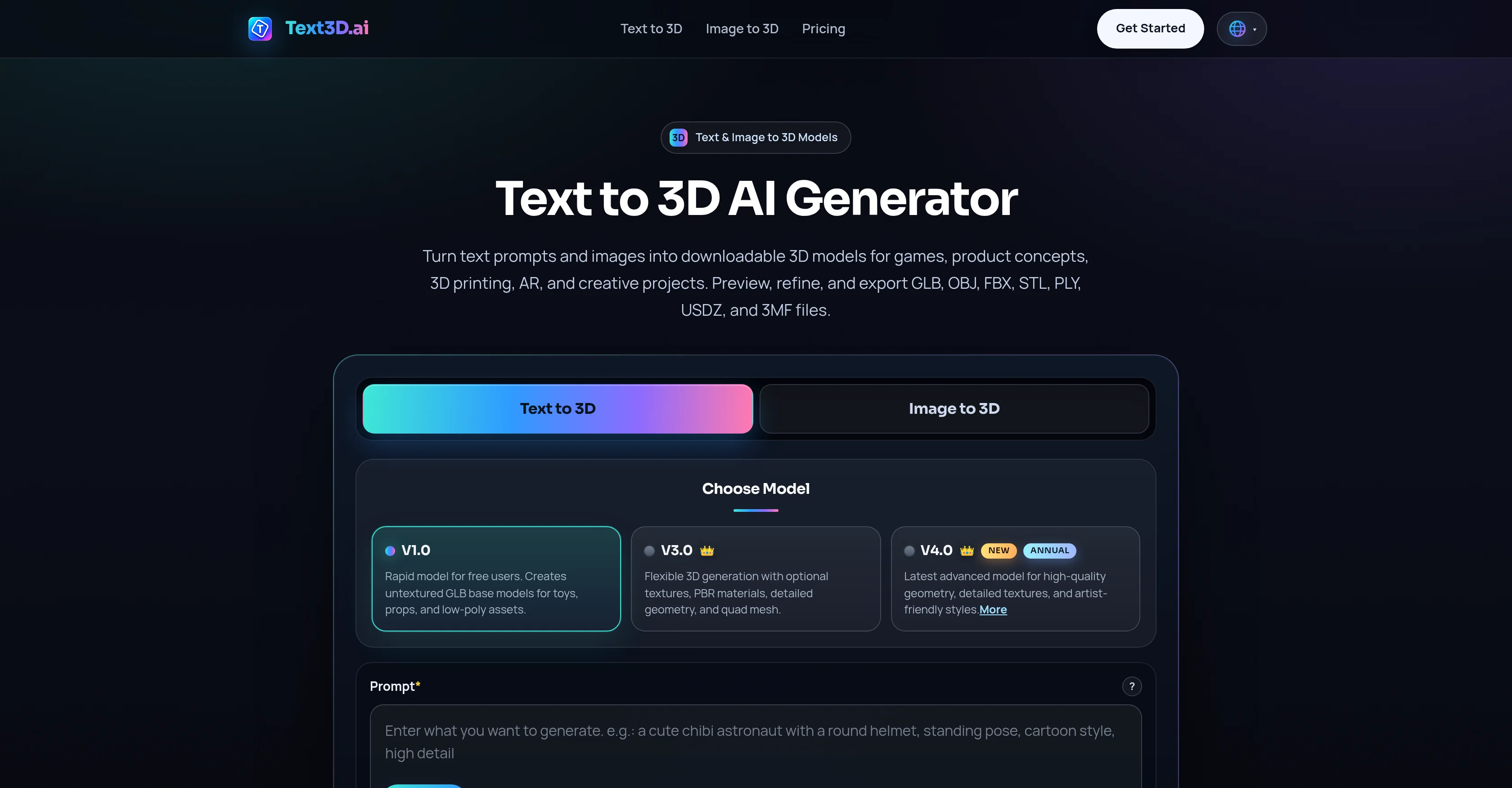 Text3D.ai screenshot