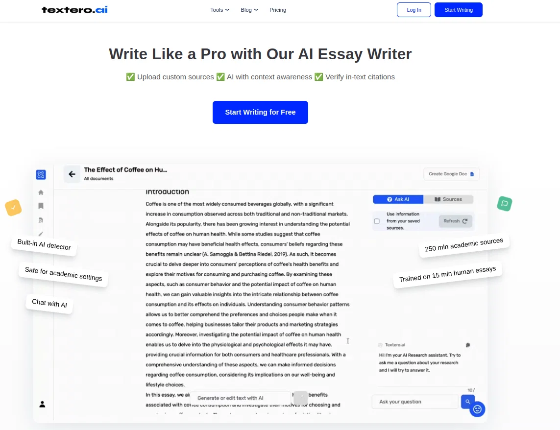 Textero AI Essay Writer screenshot