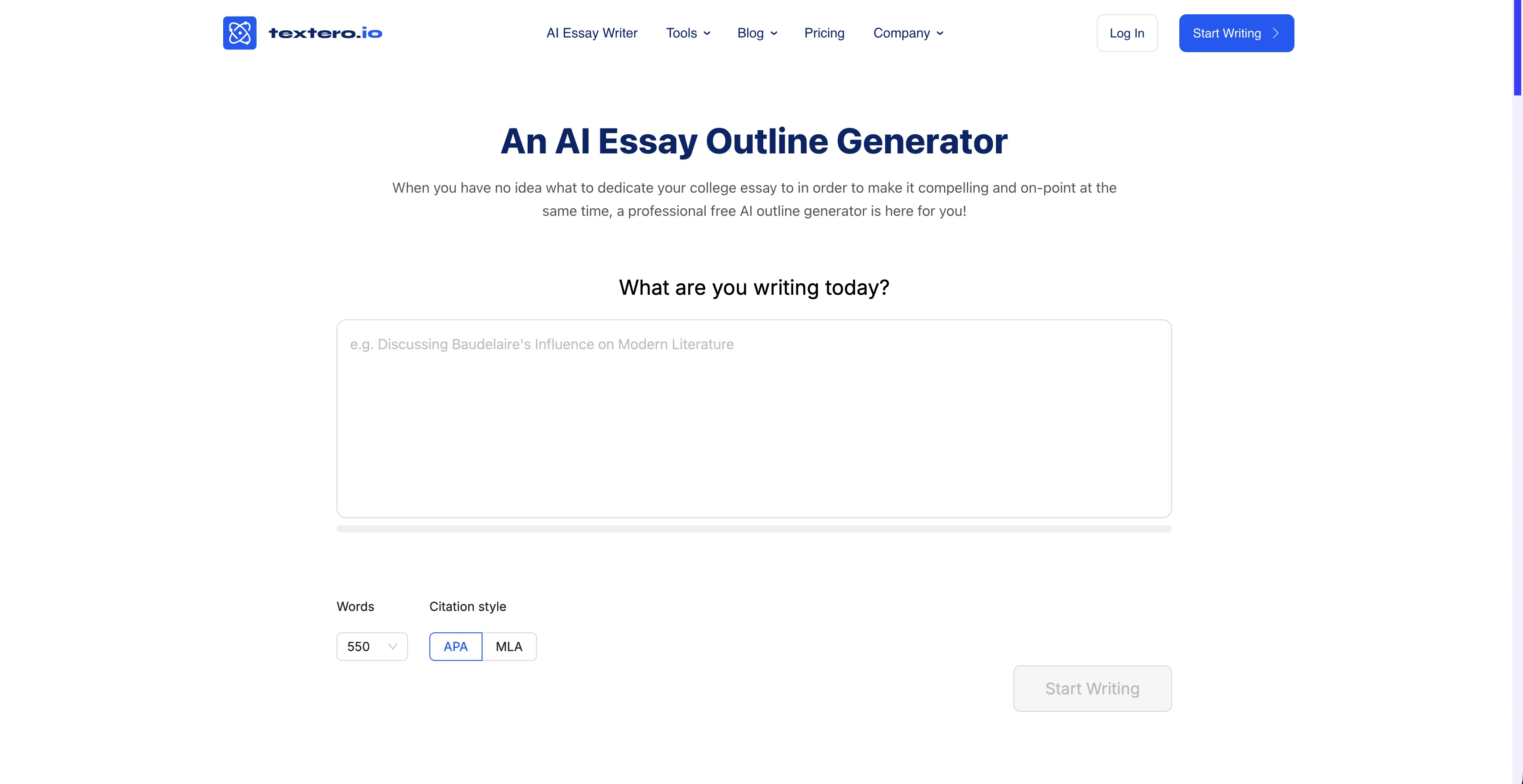 Textero Essay Outlines screenshot